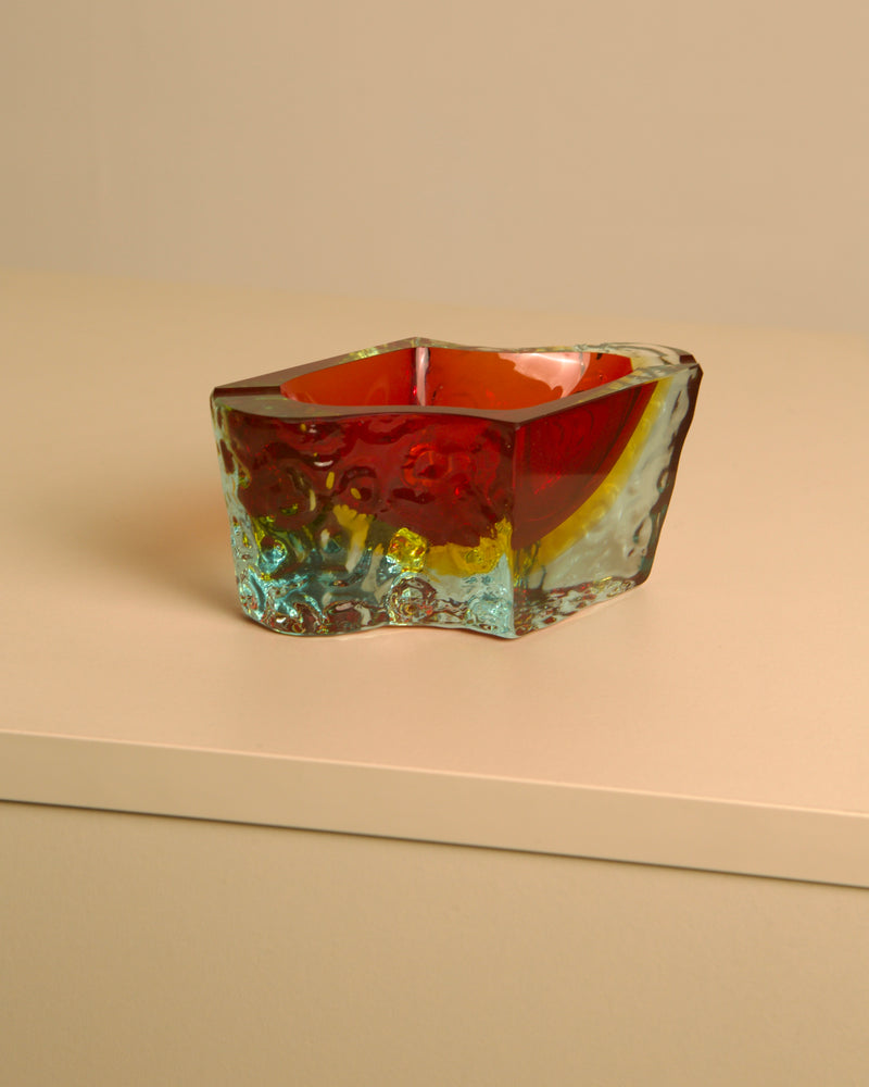 Wave ashtray in Red Murano Glass by Flavio Poli | The Oblist — vintage artisan design