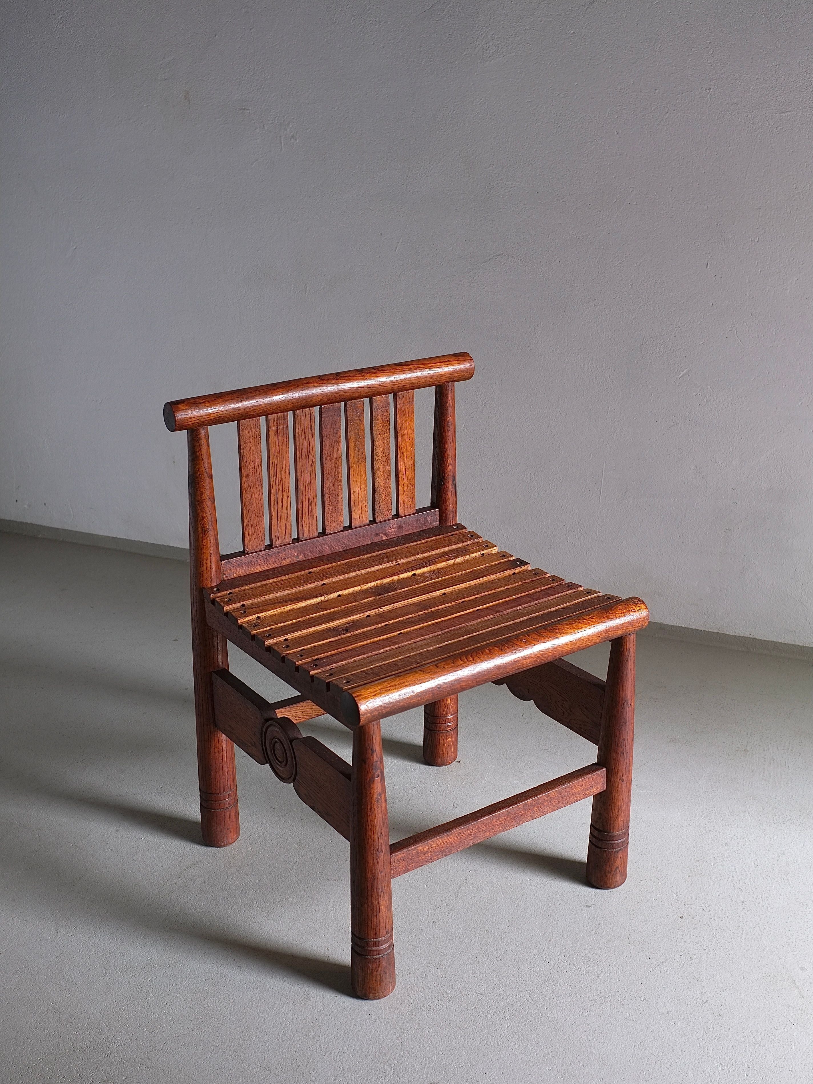 Carved Oak Low Back Chair | France | 1960s — in context