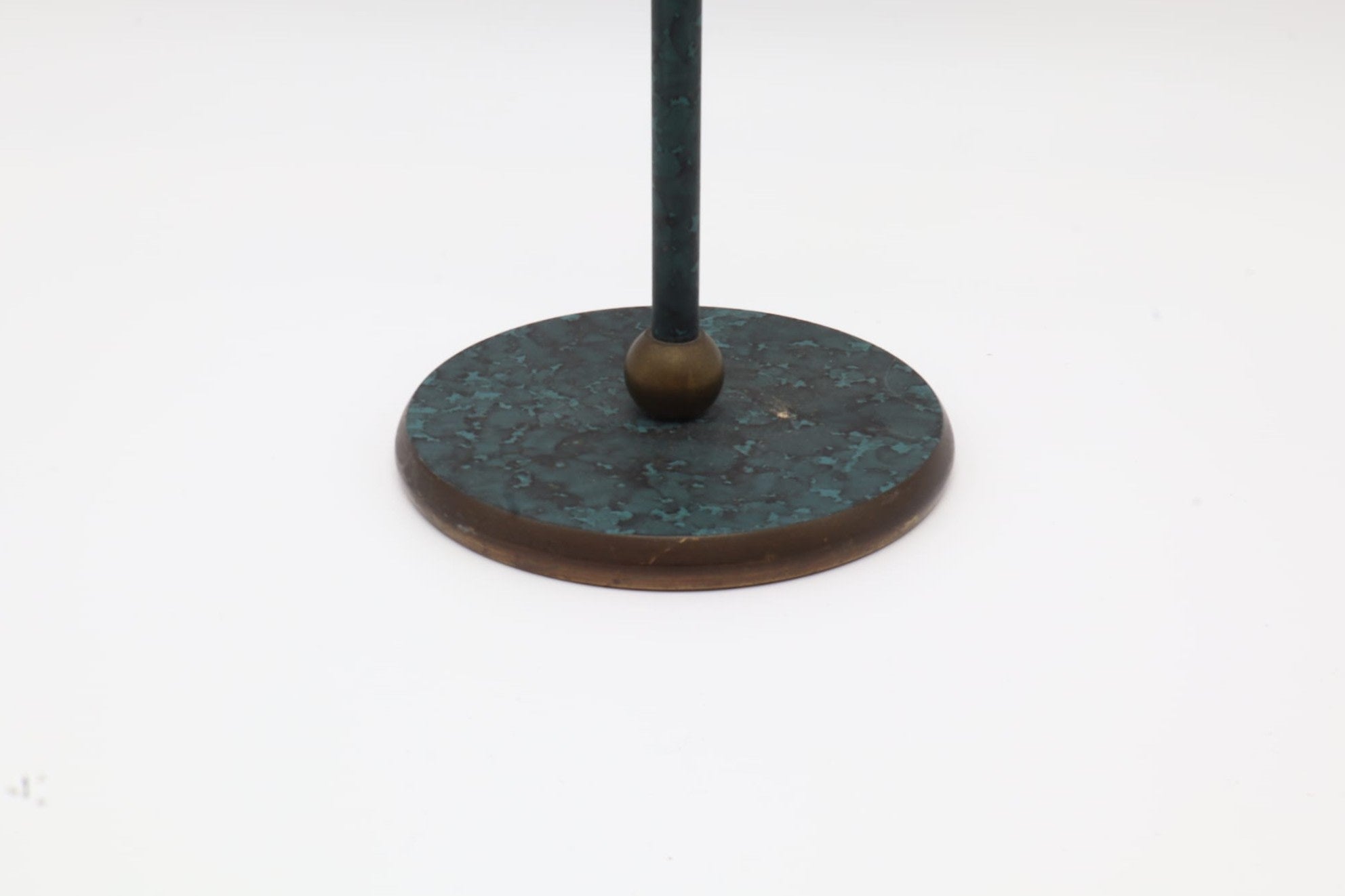 Postmodern Memphis Style Verdigris & Brass Winged Candle Holder – Italy, 1980s — side angle