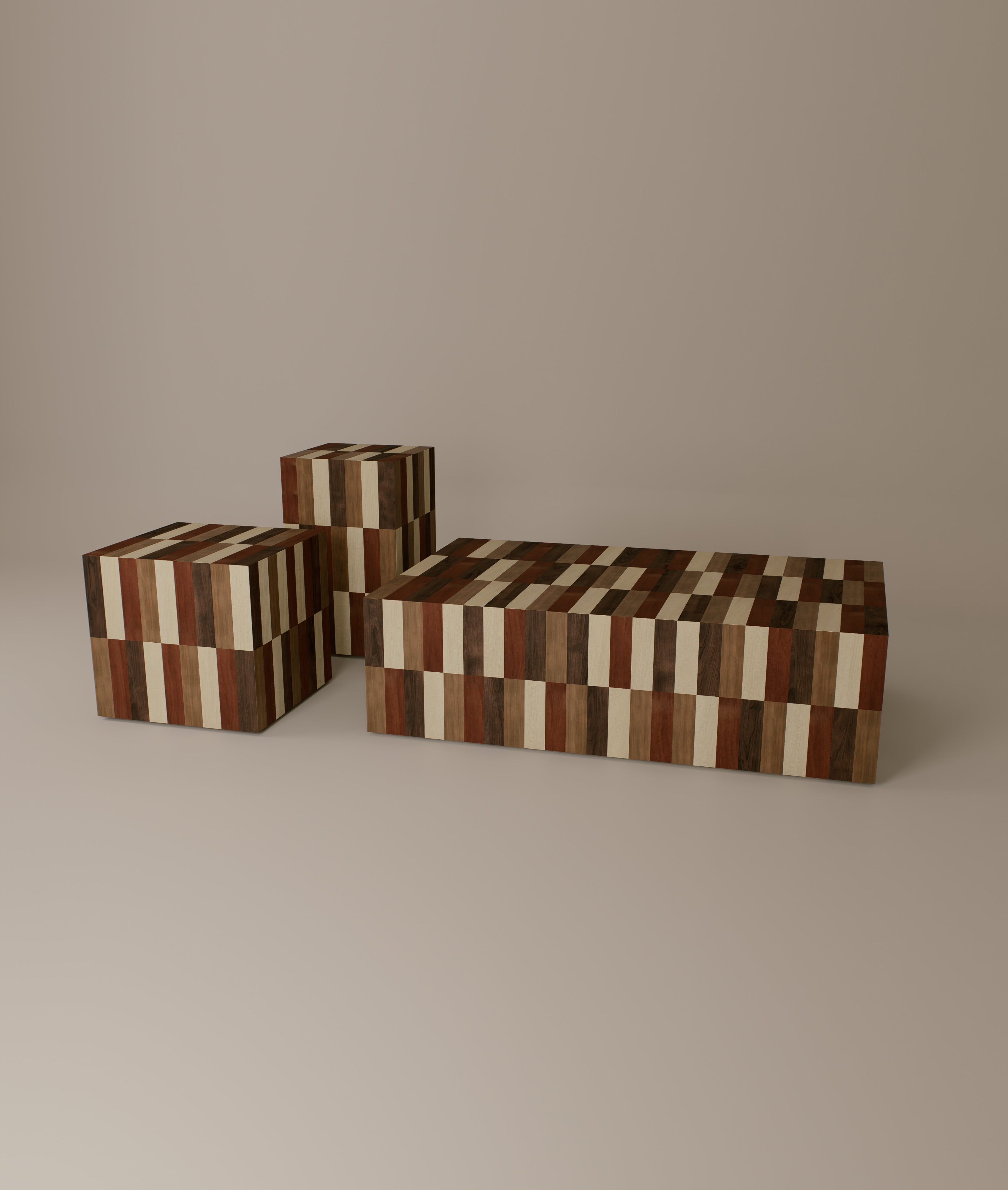 Solid Wood Coffee Table - MORA Series by Daniel Couttolenc, Mixed Exotic Wood Species — detail view