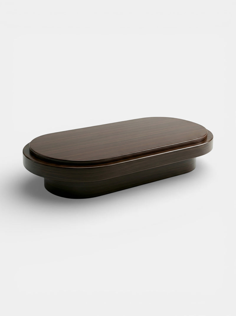 Mirage Wooden Coffee Table — close-up of dark wood surface and rounded edges