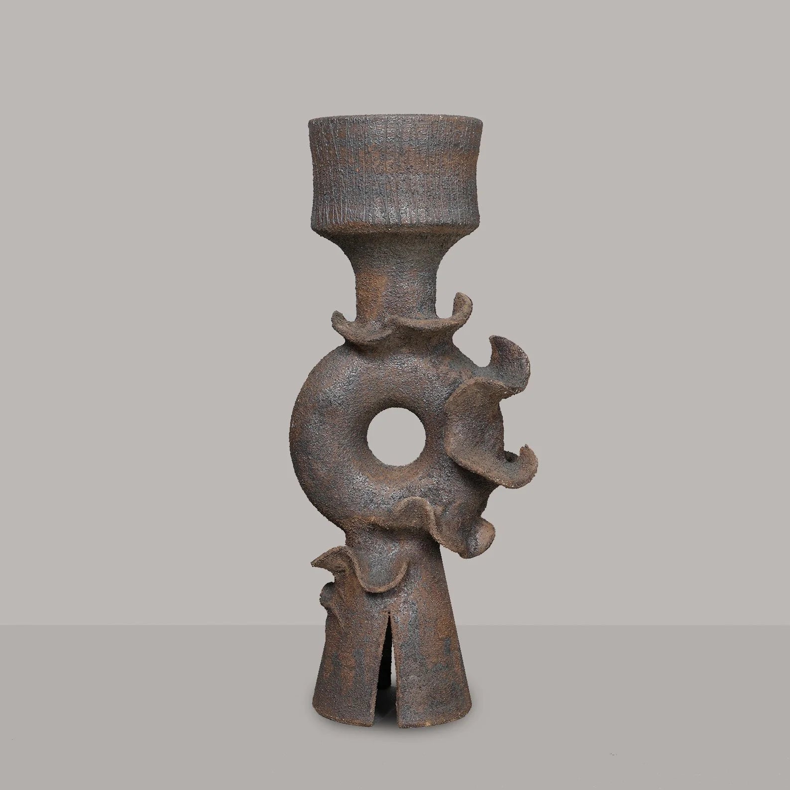 Brutalist Vase by British Ceramicist Clive Brooker (1934 - 2005) — detail view