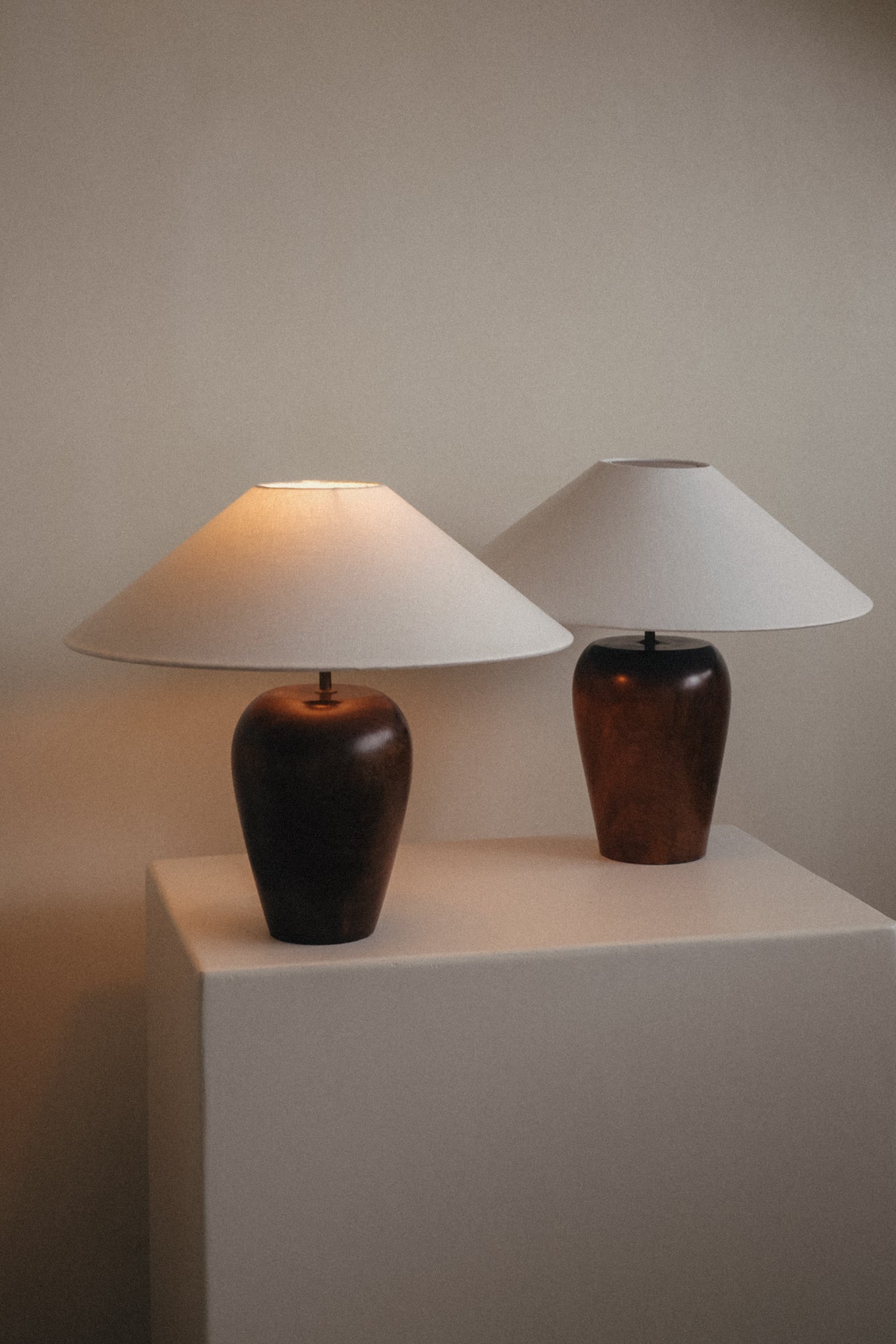 Mid-Century Modern Wooden Table Lamp — detail view