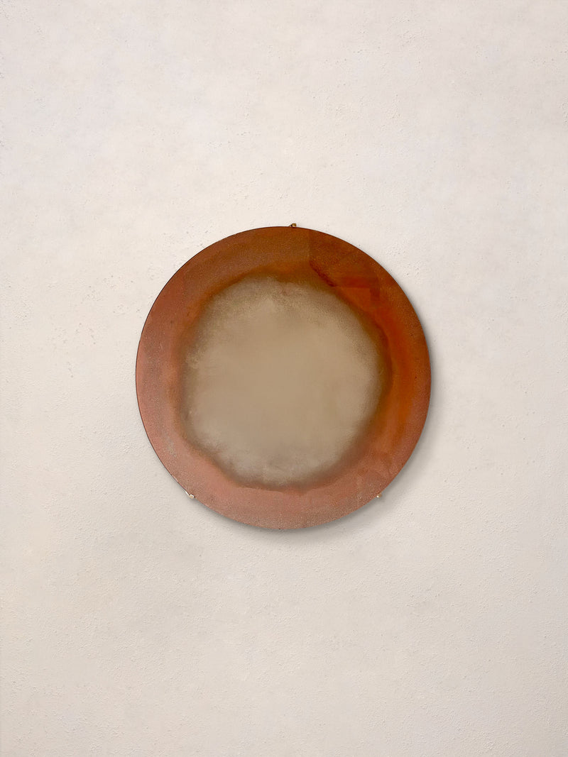 Sandstorm' Mirror by HOMA | The Oblist — round metal design, earthy tones