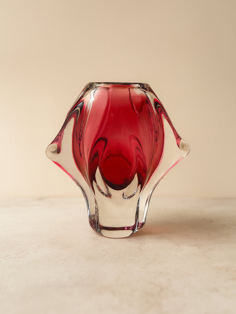 Glass Vase by Josef Hospodka for Chribska Bohemia | The Oblist — handcrafted red glass design