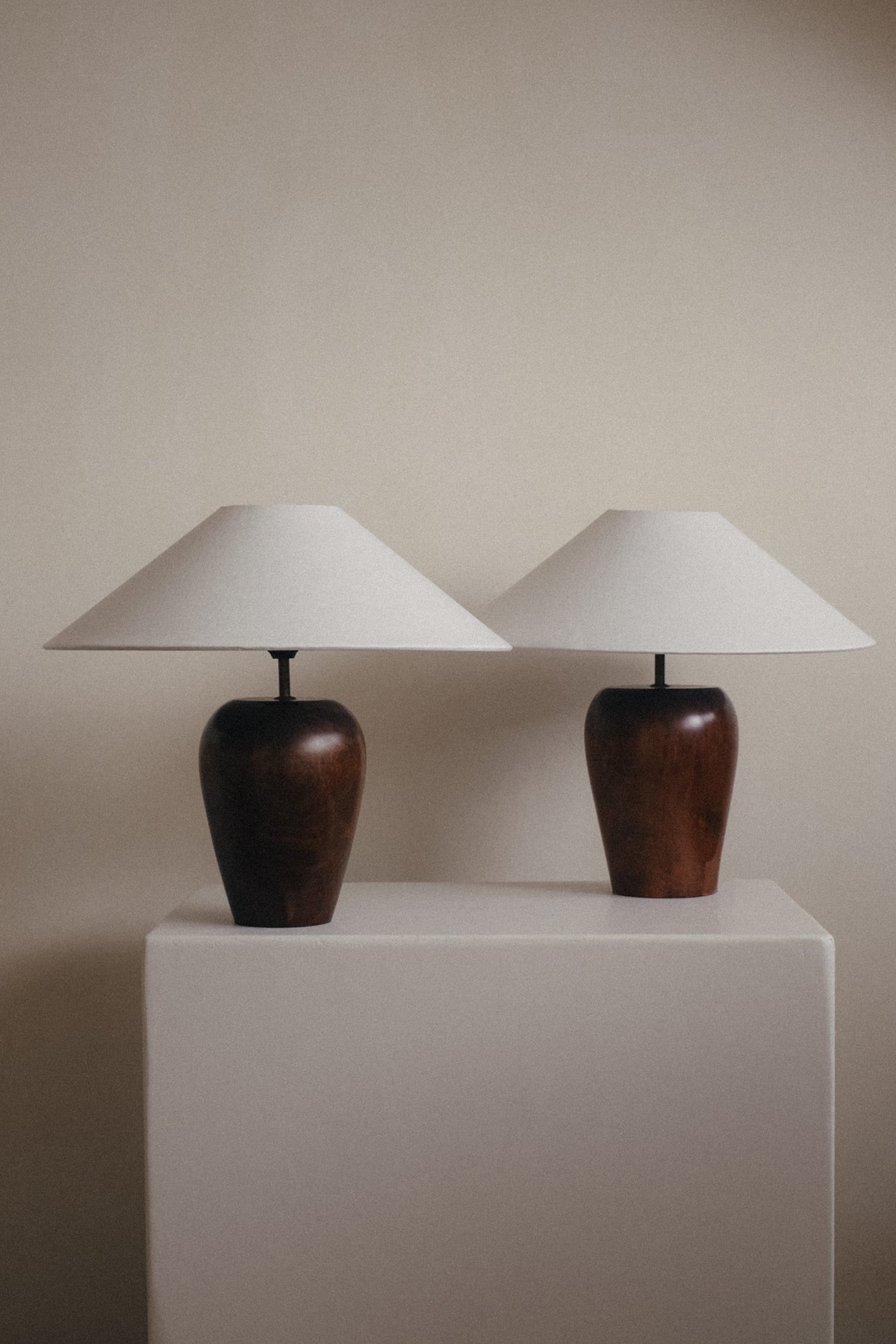 Mid-Century Modern Wooden Table Lamp — side angle