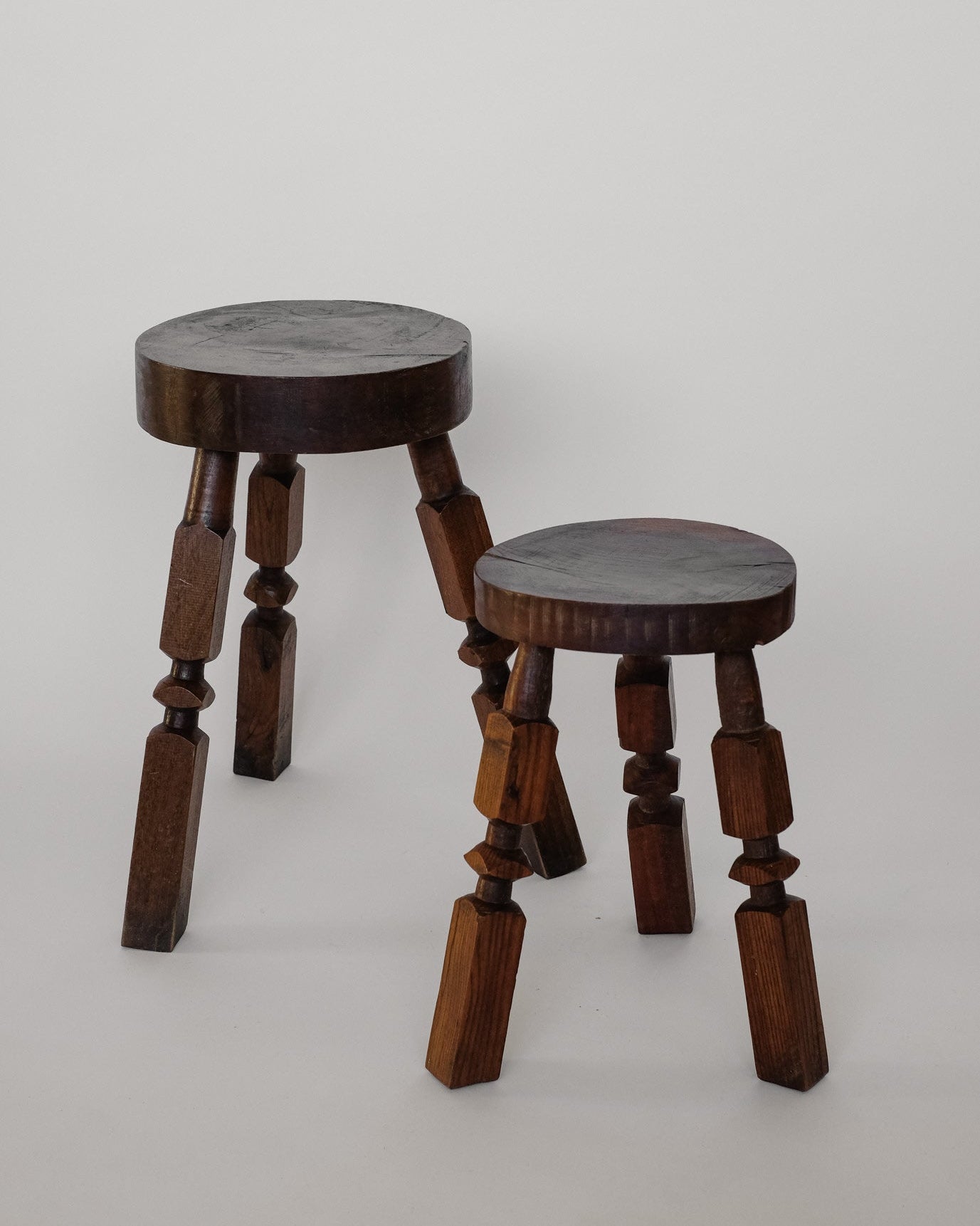 Pair of Mid-Century Rustic Tripod Stools by septembre studios | The Oblist