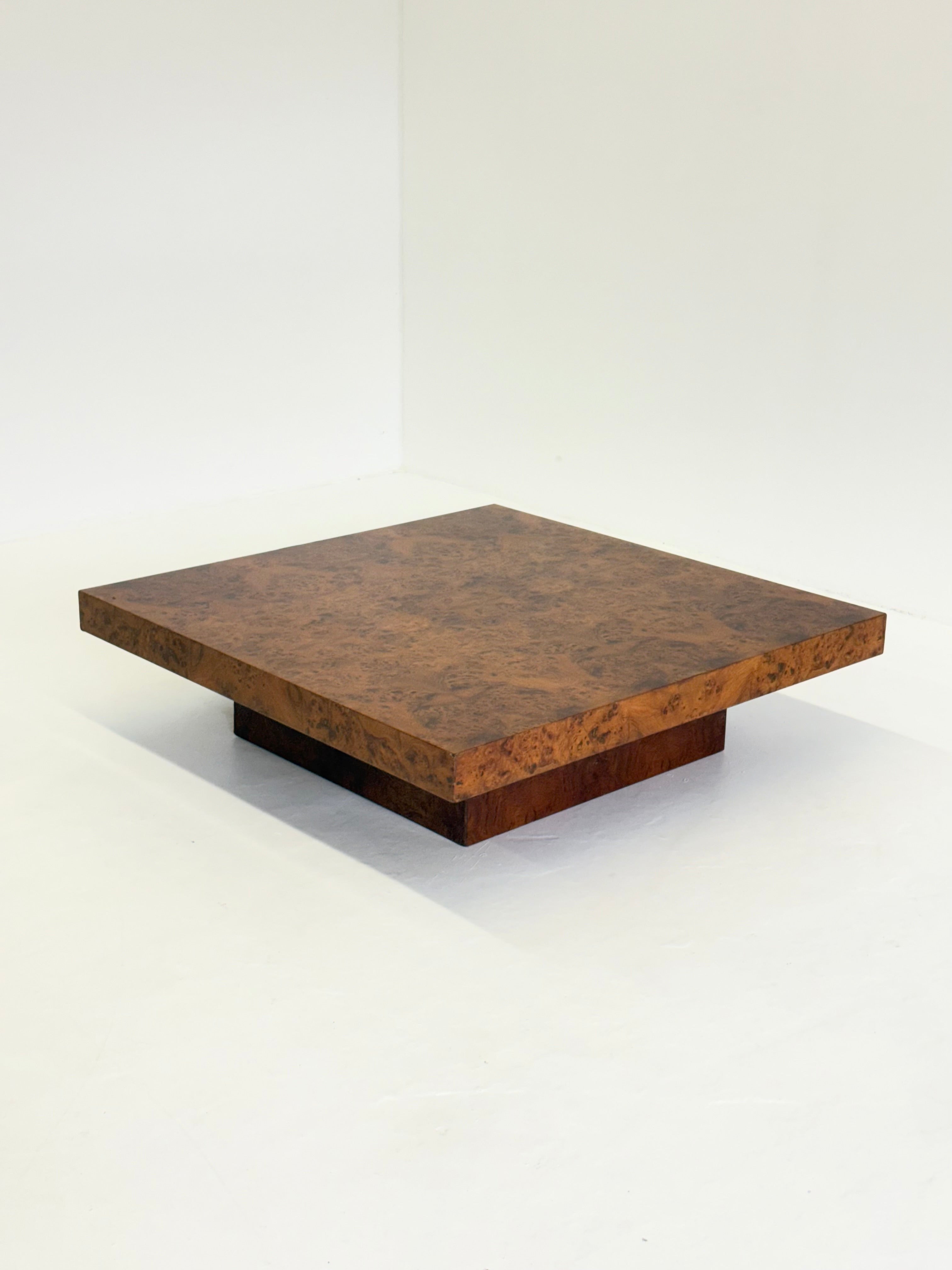 XL Square Coffee Table by Turri made of burl wood by Wintage | The Oblist