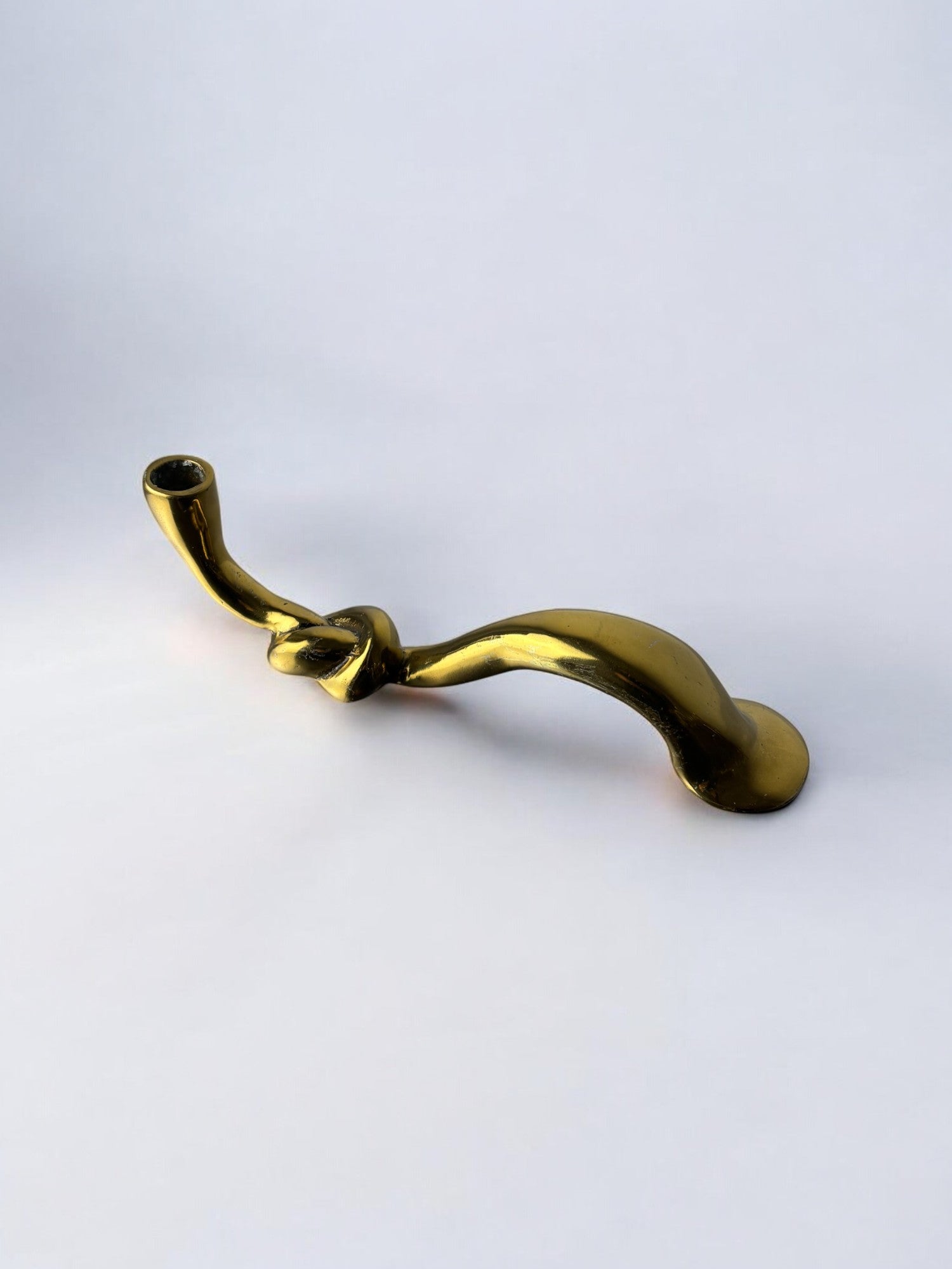 Knot Candleholder in Bronze, Italy, 1970s — angled view on white background