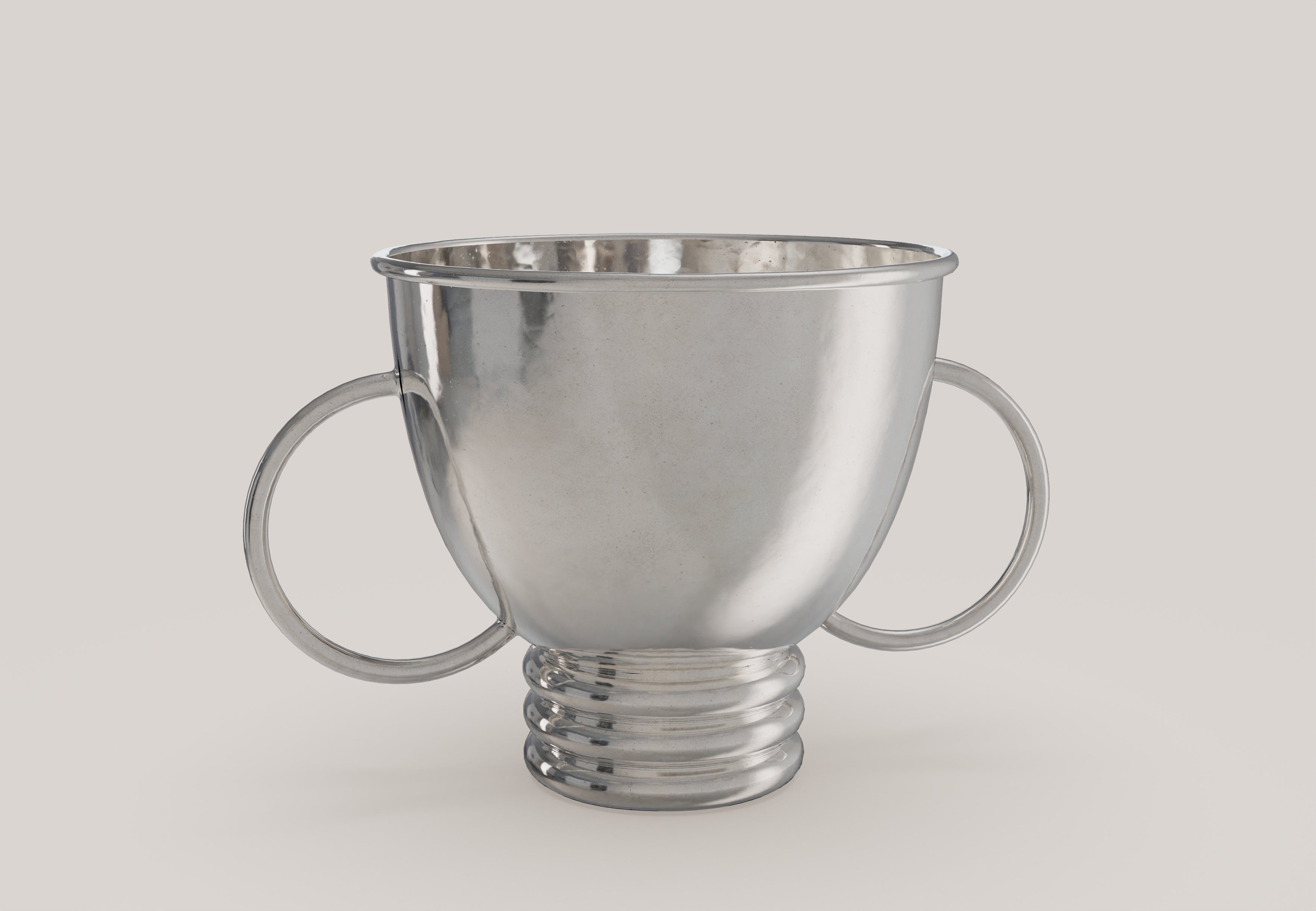 ECHO V2 Wine Bucket for Three Bottle in Pewter — top view highlighting polished surface and handles