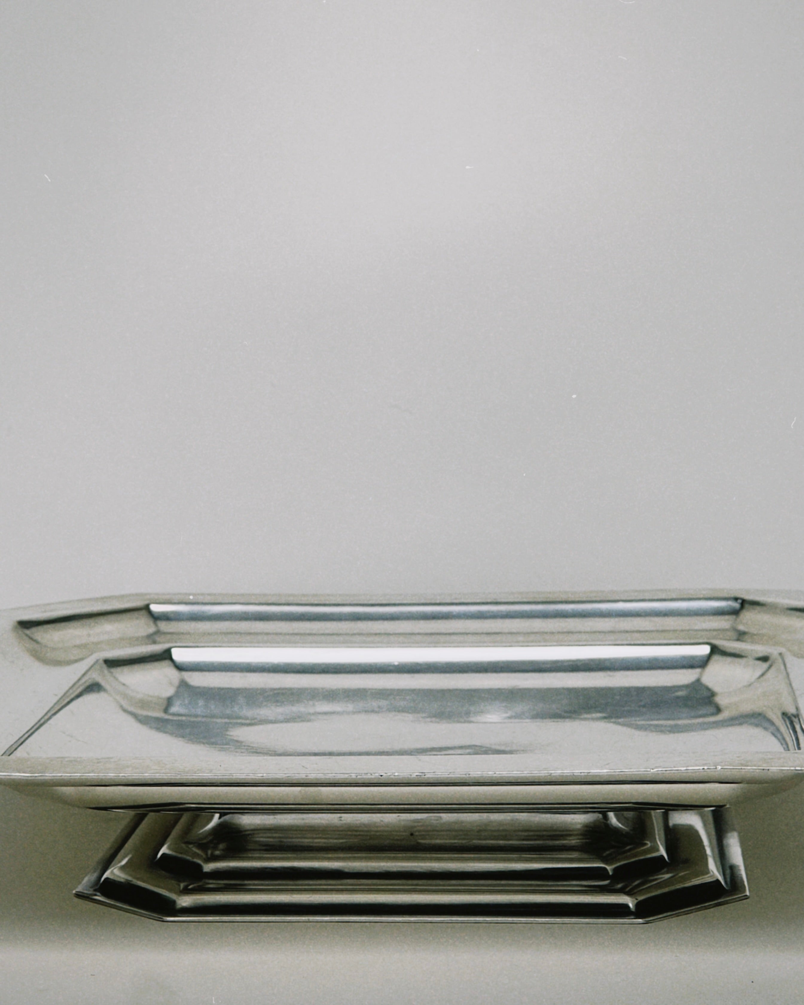 Tiered Vintage Silver Platter — side angle