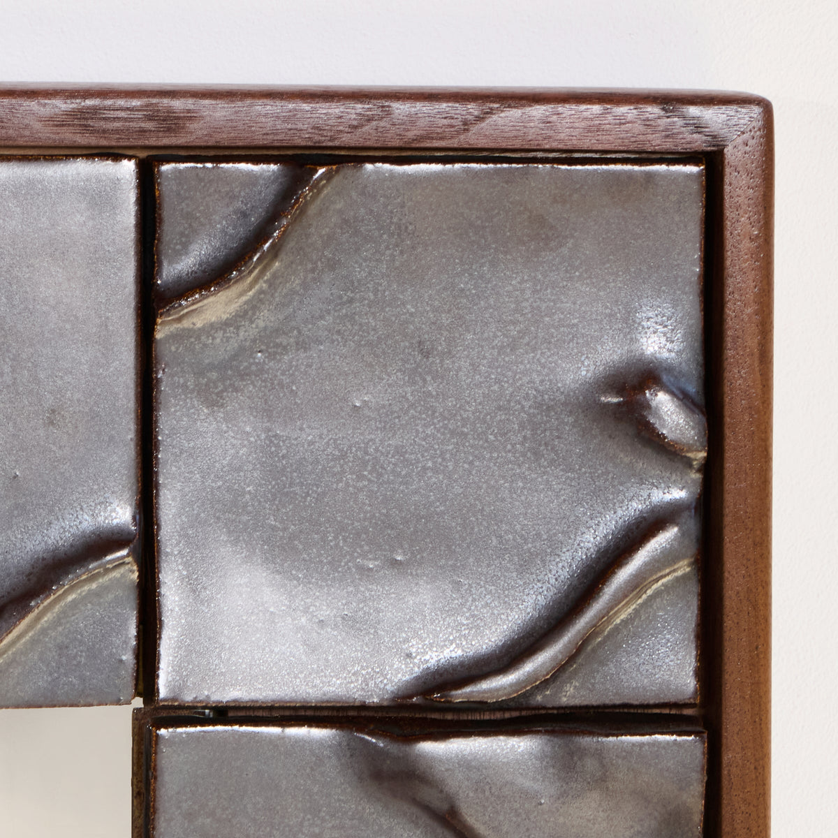 large artisanal ceramic tiled mirror — lifestyle setting