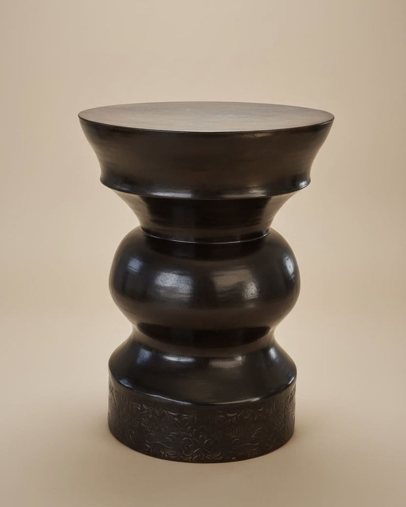 BRUN FONCE Side Table in Ceramic by Gazar Studio | The Oblist — handcrafted dark ceramic design