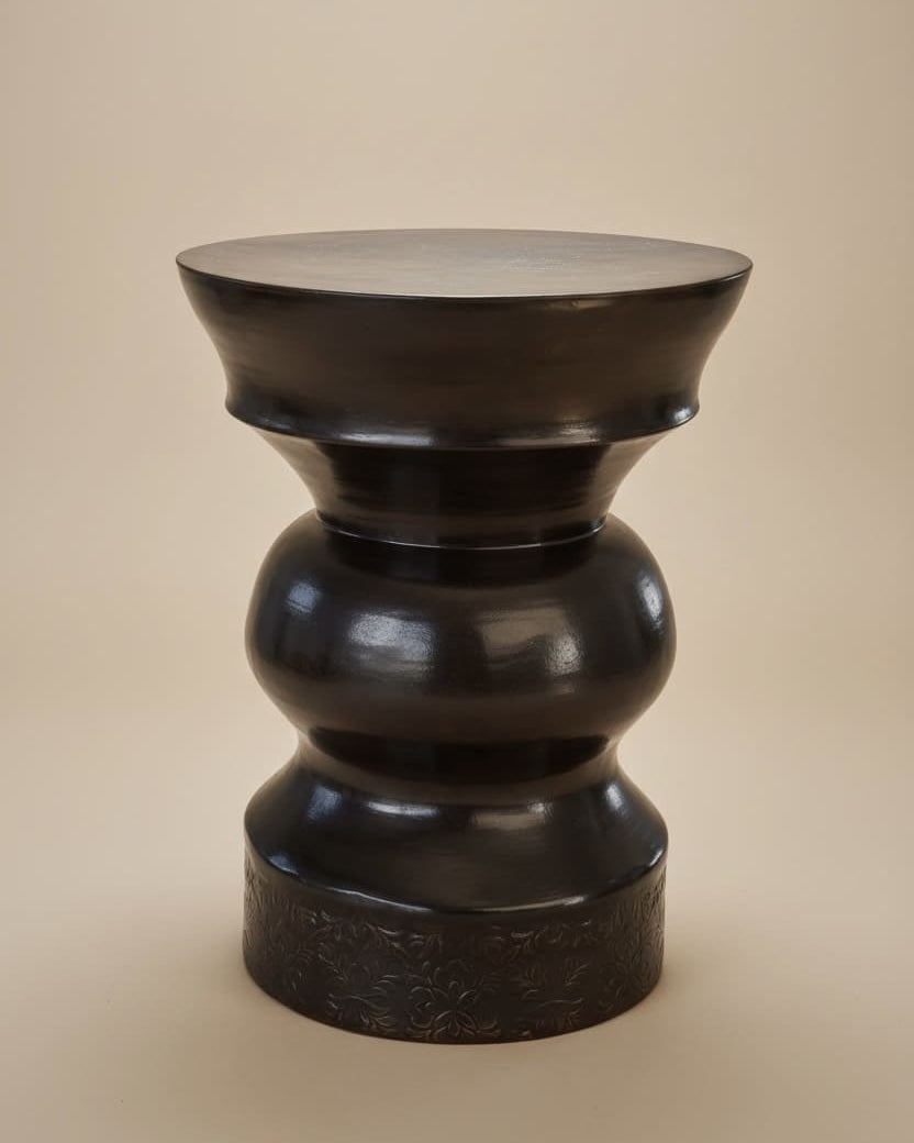 BRUN FONCE Side Table in Ceramic by Gazar Studio | The Oblist — handcrafted dark ceramic design