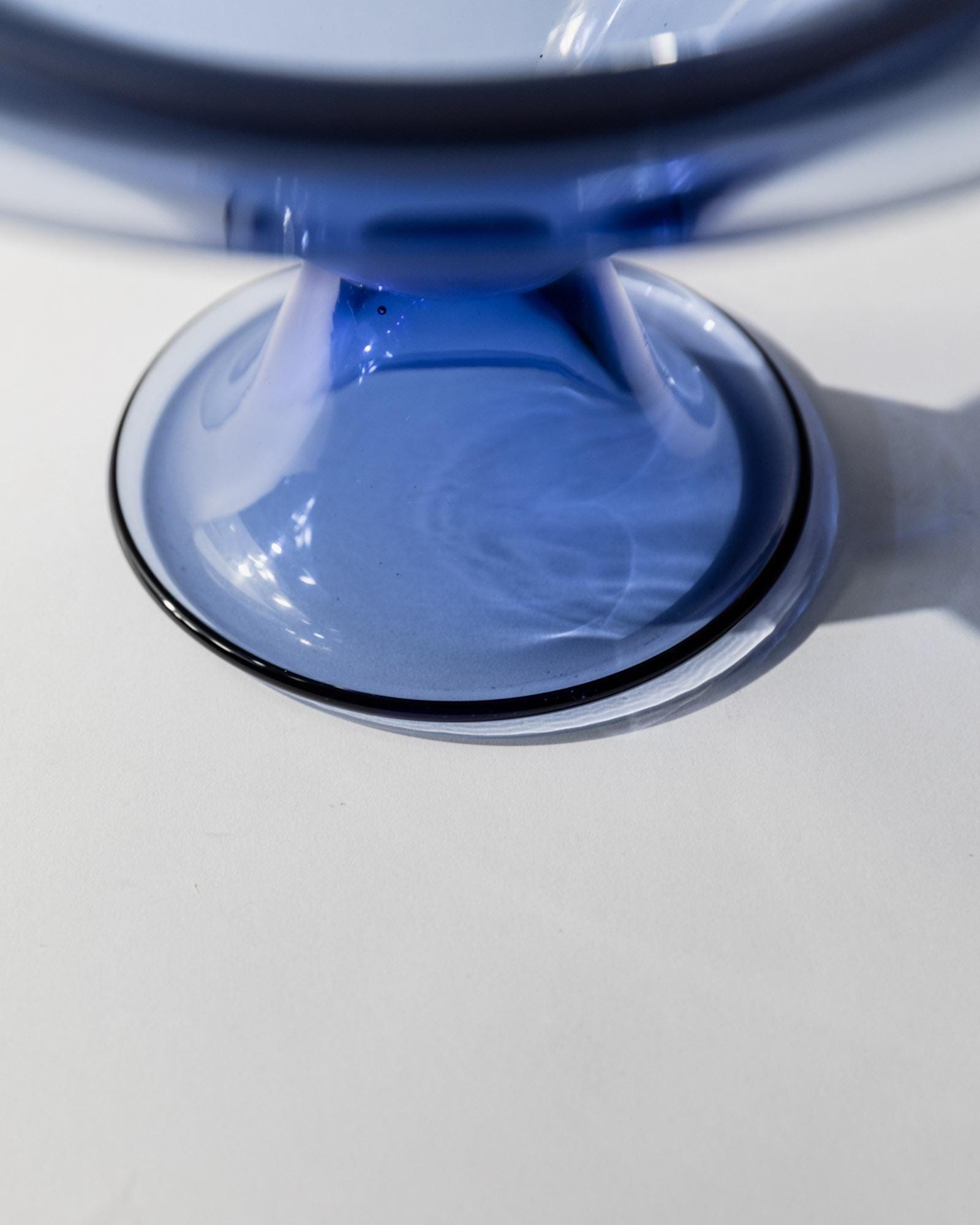 1980s Murano Glass Bowl — bottom view highlighting blue glass base