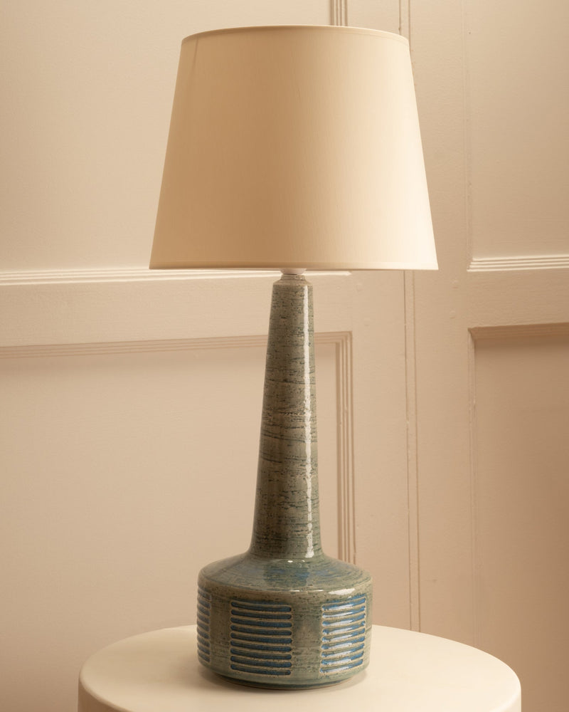 Mid-century Palshus ceramic table lamp with cream shade, Denmark 1960s