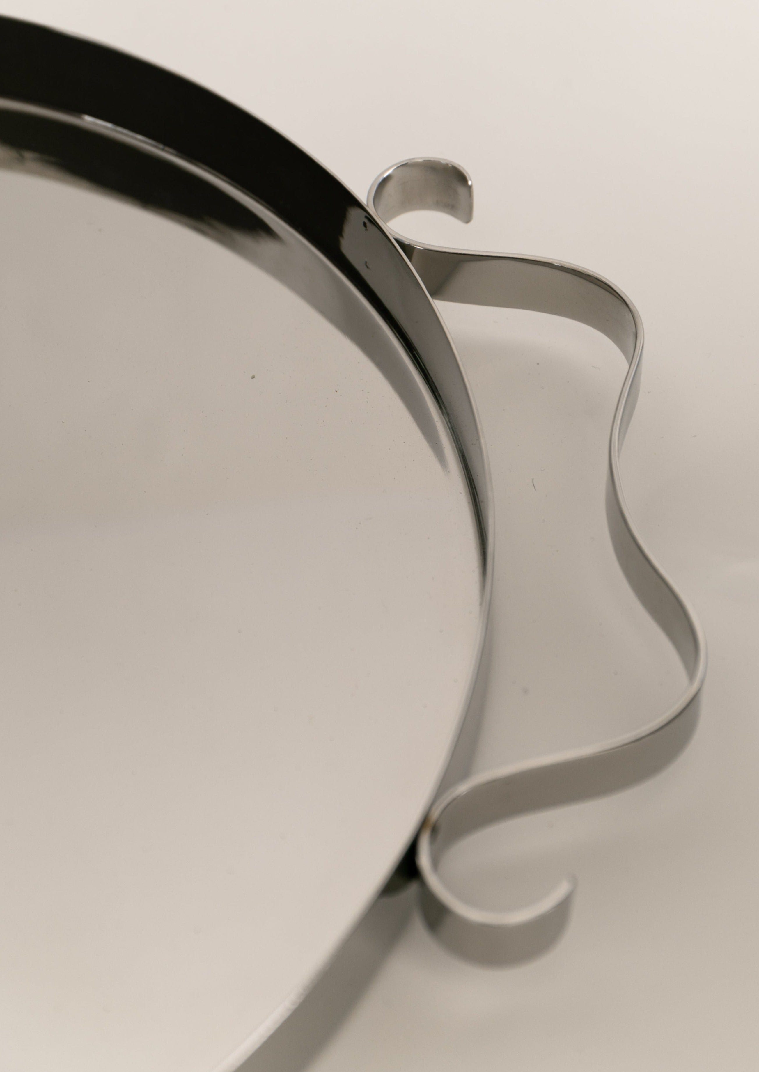 Squiggle Tray – Mirror-Polished Stainless Steel — side angle