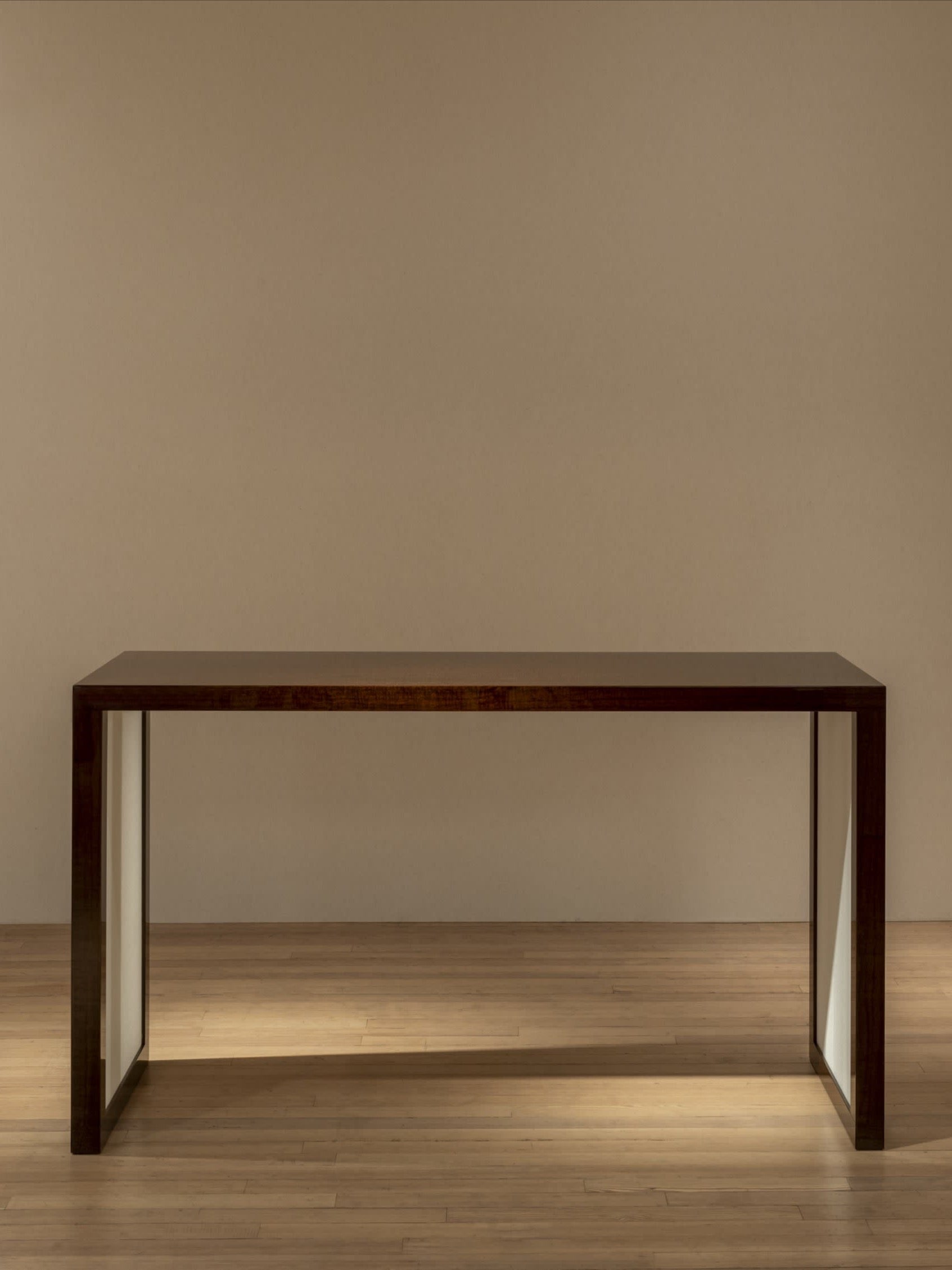 'Additions' Console Table Handcrafted in Wood Veneer & Virgin Wool Fabric Inserts — detail view
