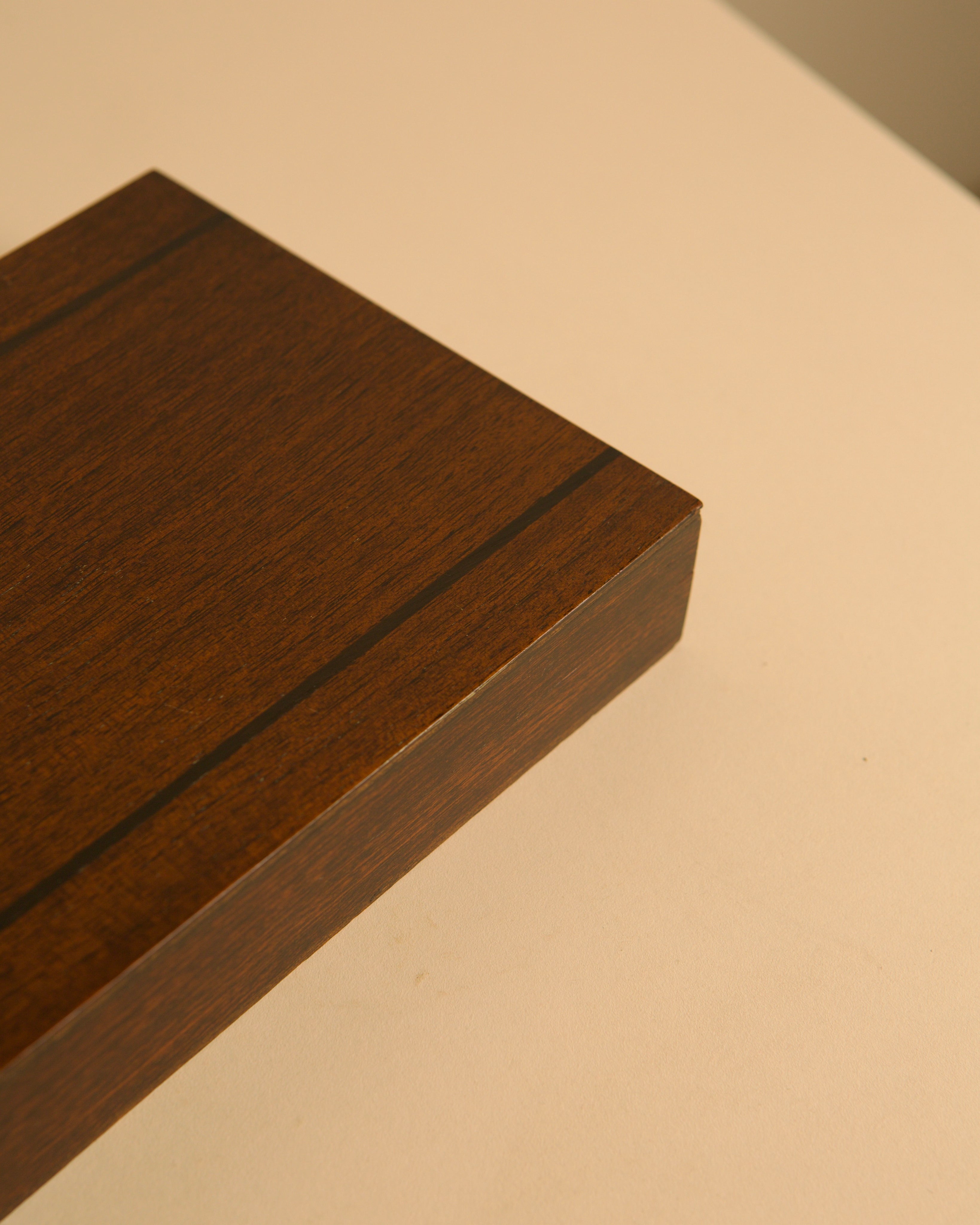 Large Rectangular Box, 1960s — top view of dark wood finish