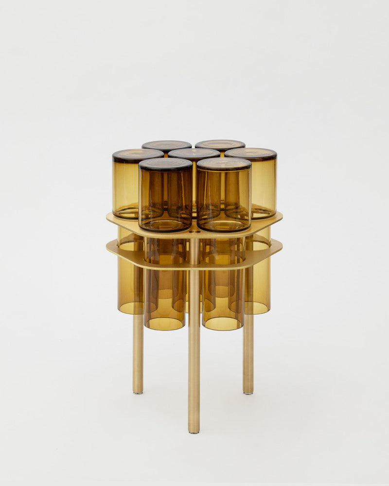 SkLO Field 7 Side Table - Olivin Glass , Brushed Brass by SkLO | The Oblist