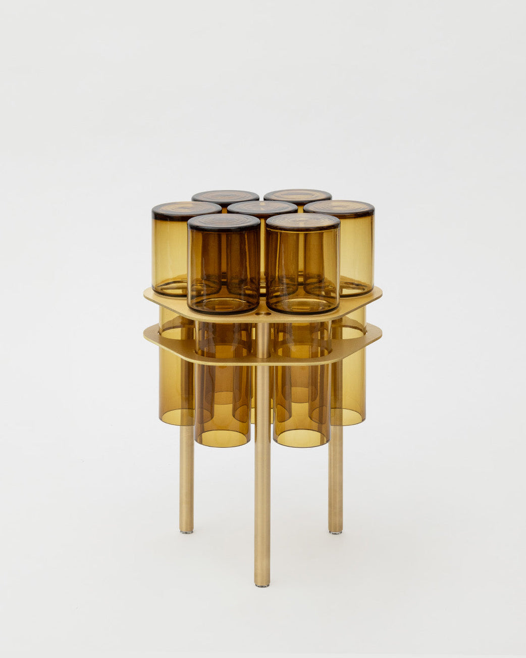 SkLO Field 7 Side Table - Olivin Glass , Brushed Brass by SkLO | The Oblist