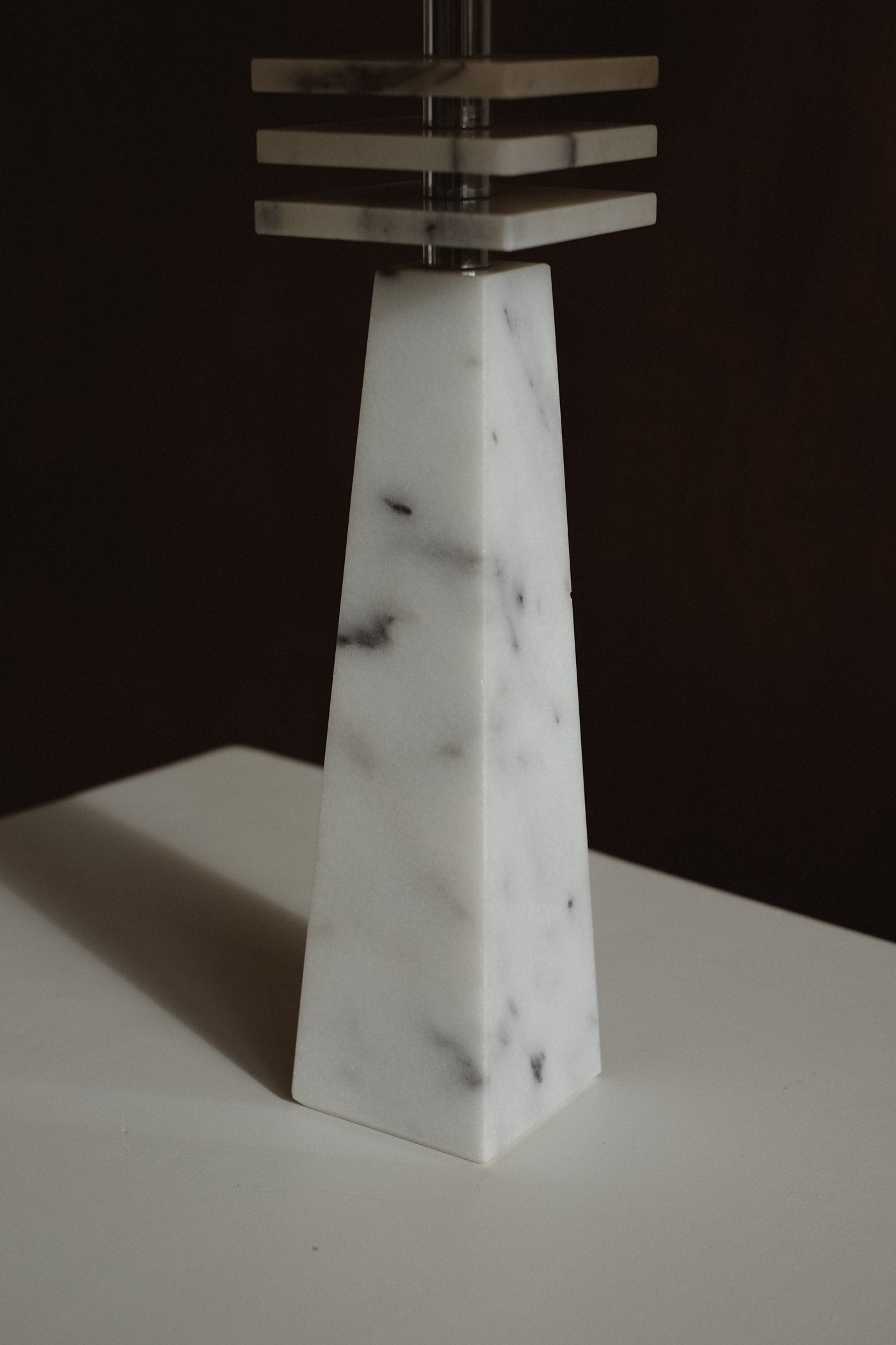 Marble Table Lamp — top view of white marble base