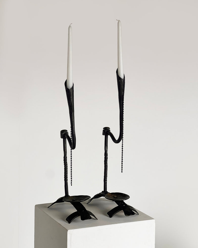Brutalist candle stick holders — detail view