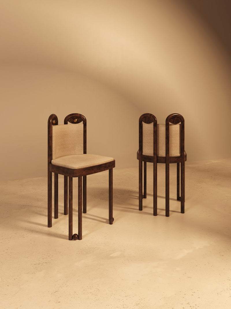 DĪDA Chair I – Solid Dark Walnut with Dedar Fabric Upholstery by VandaVee | The Oblist