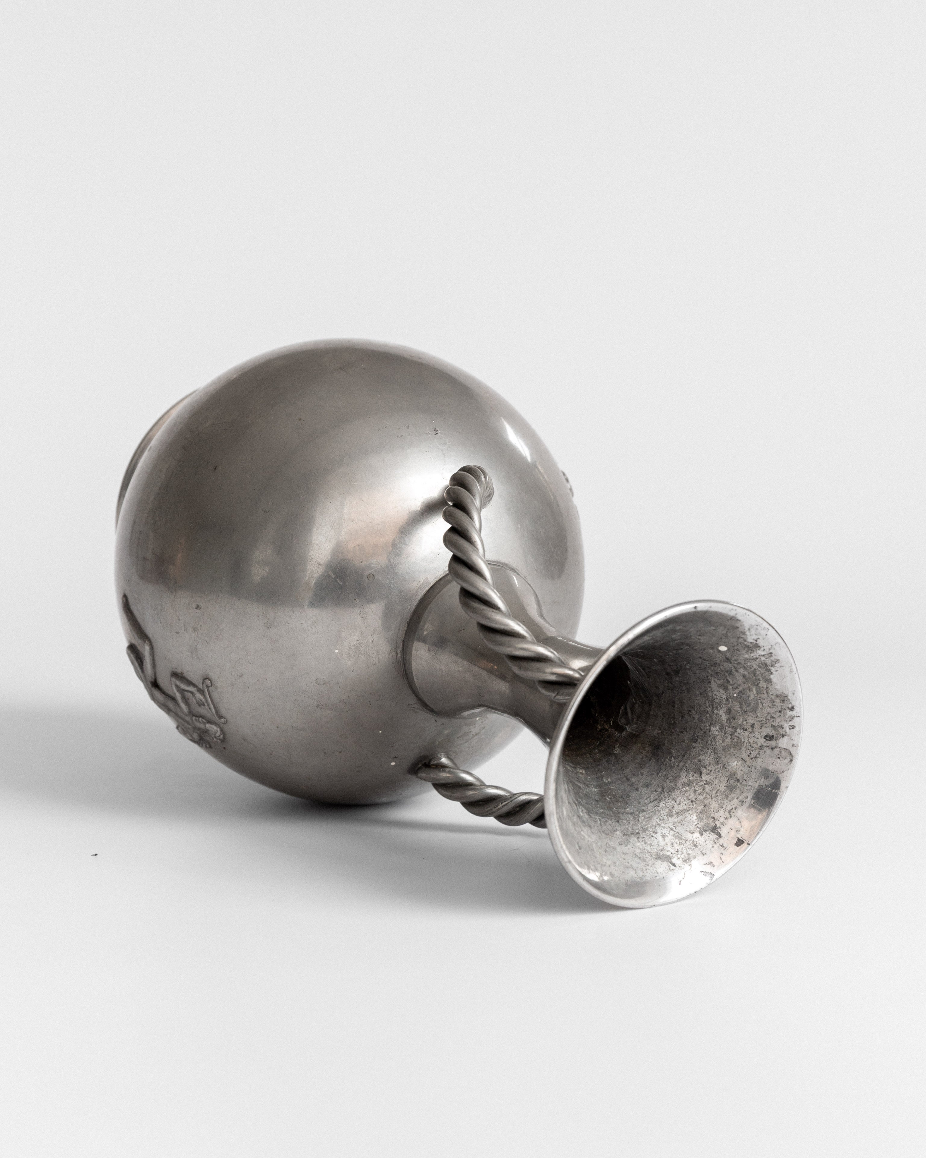 Art Deco Pewter Vase with Rope Handles, 1936