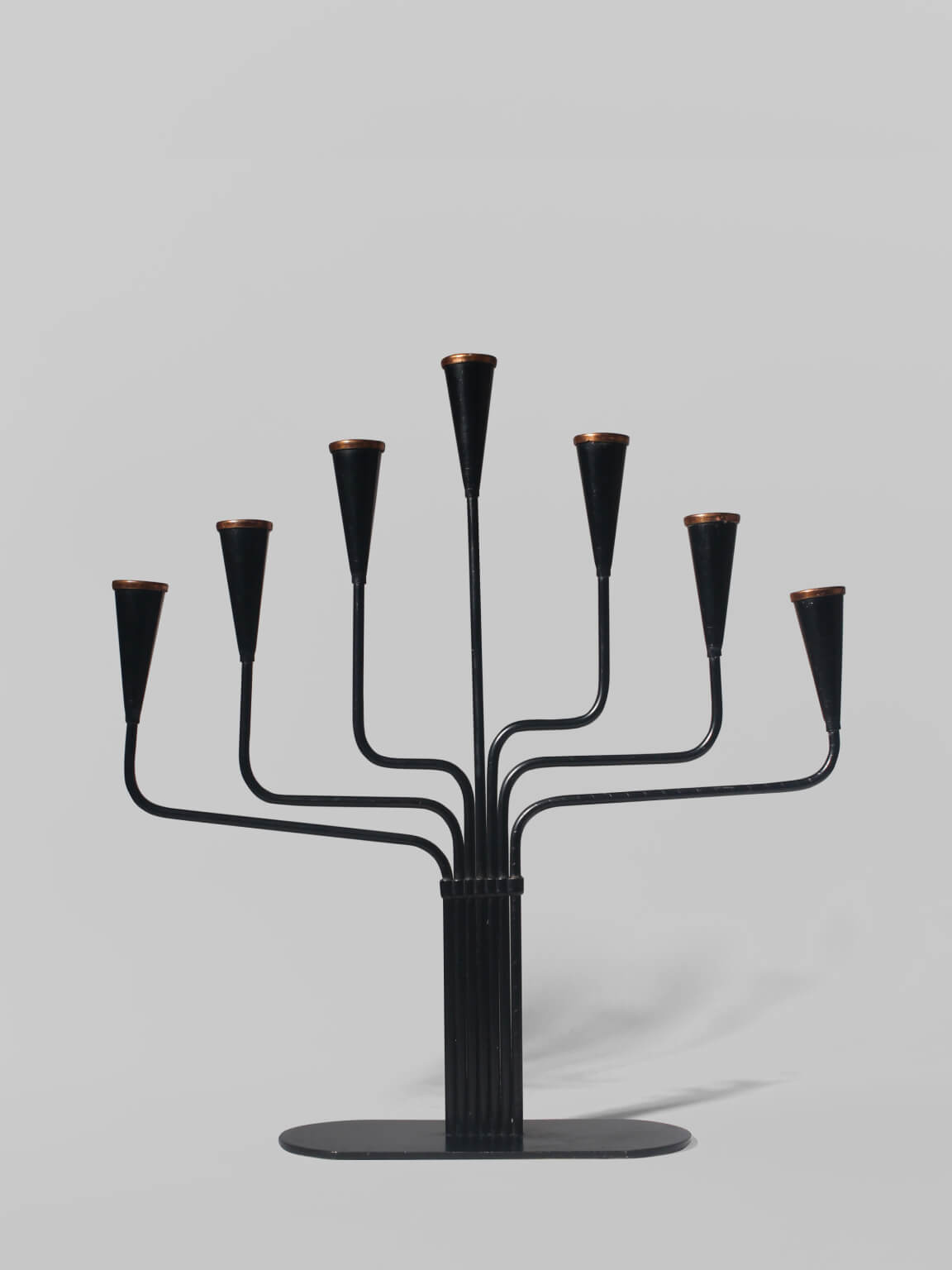 Gunnar Ander Mid-Century Black Metal And Copper Candelabra, For Ystad Metall by Vintage Stories | The Oblist