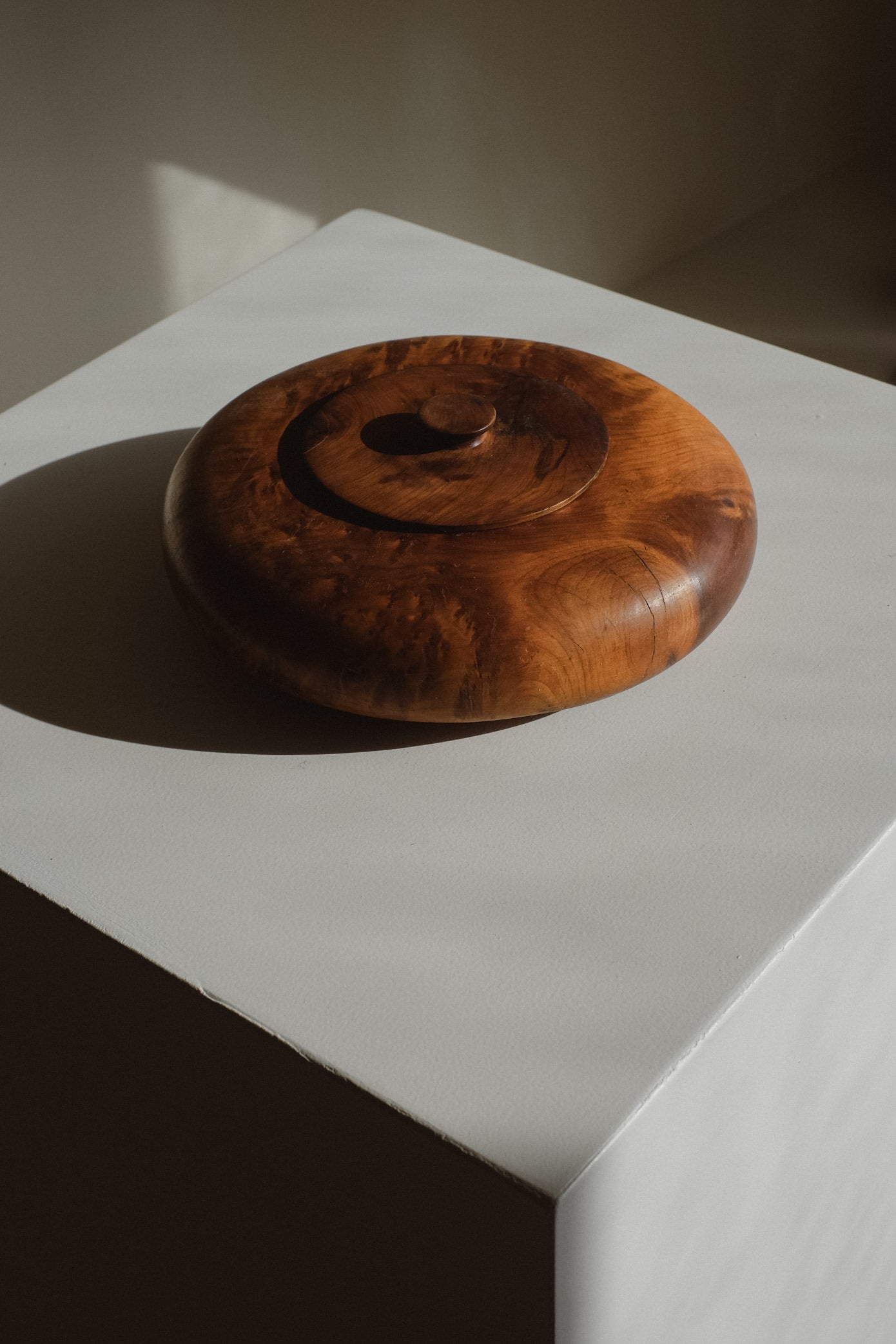 Handcrafted Burl Wood Box — close-up