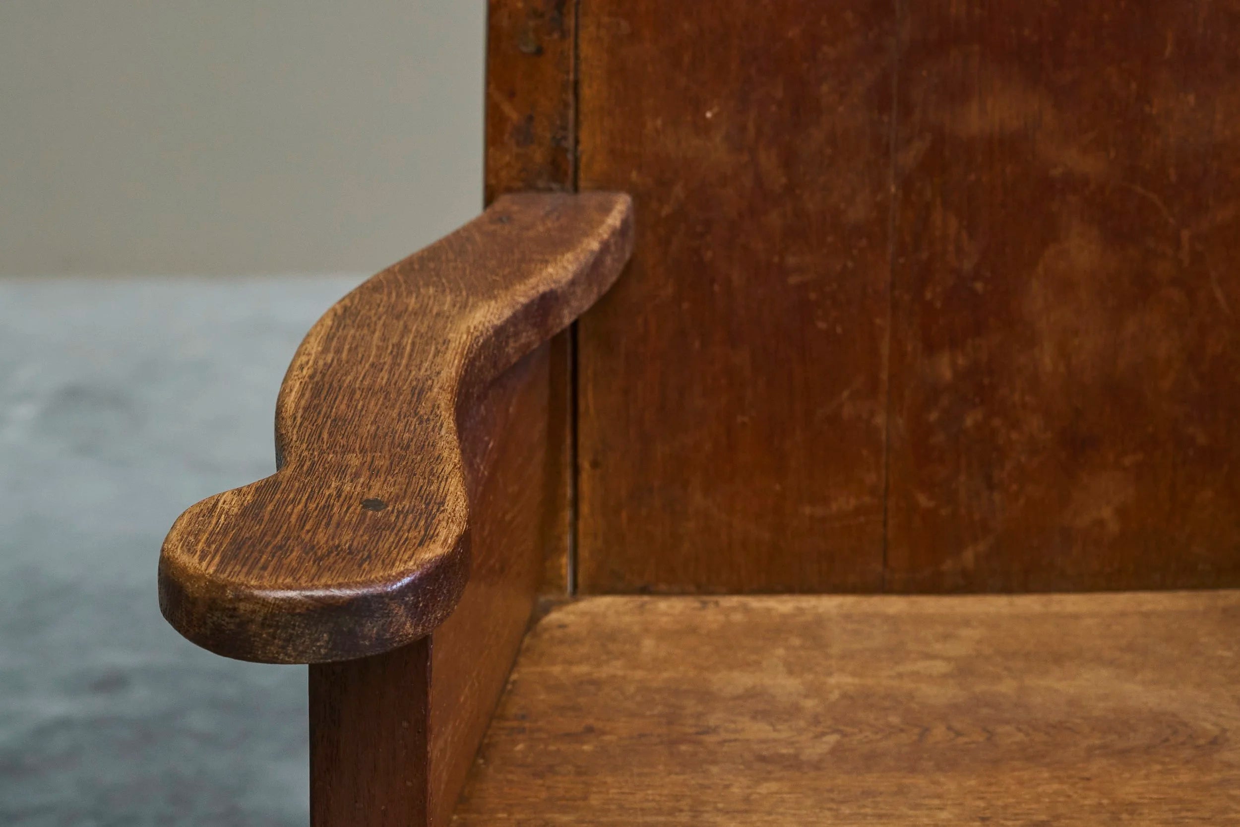 Wonderful Antique Armchair in Solid Oak Europe 19th Century — side angle