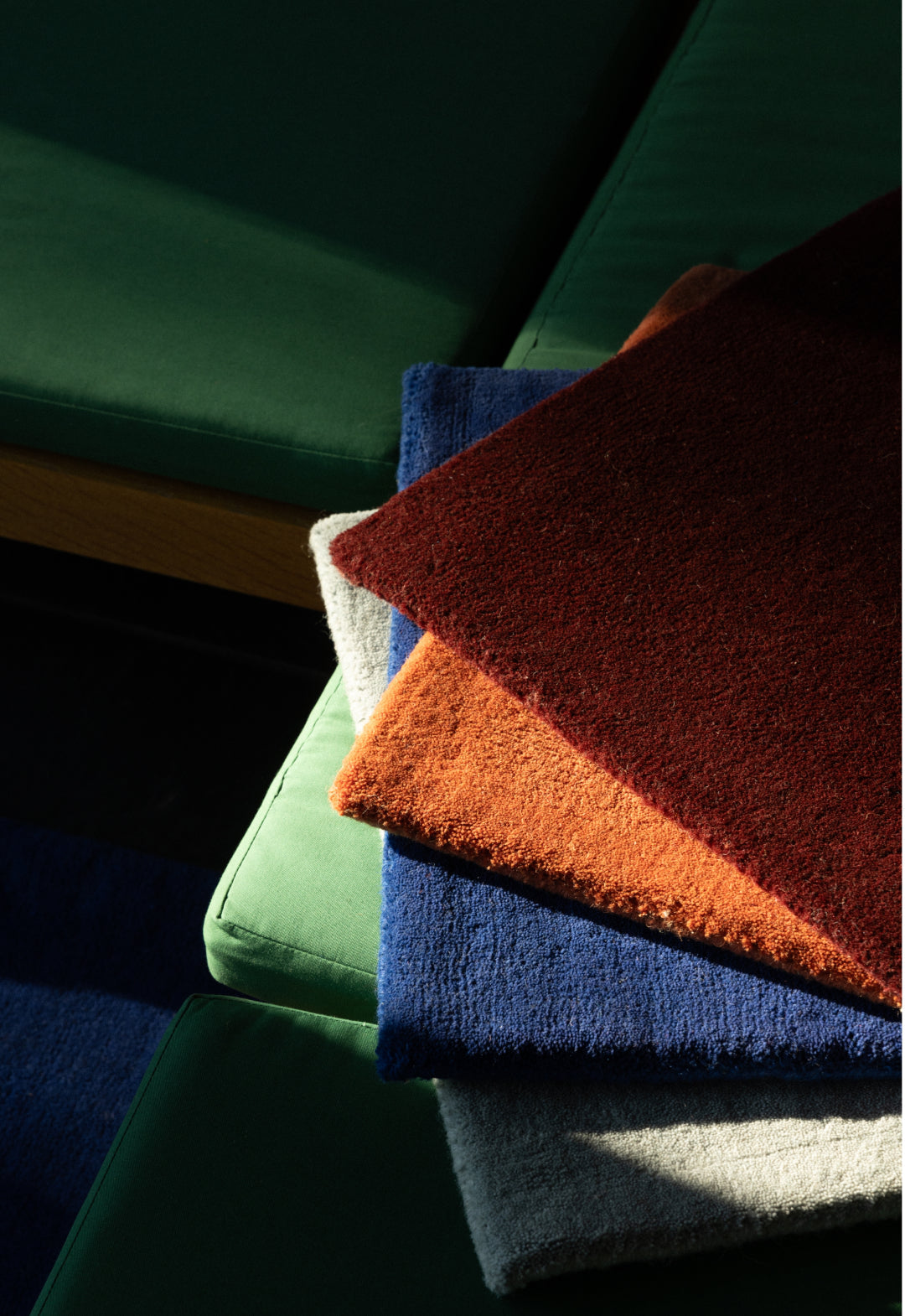 'Solid Wool' Handwoven Rug, Ruby Red — close-up