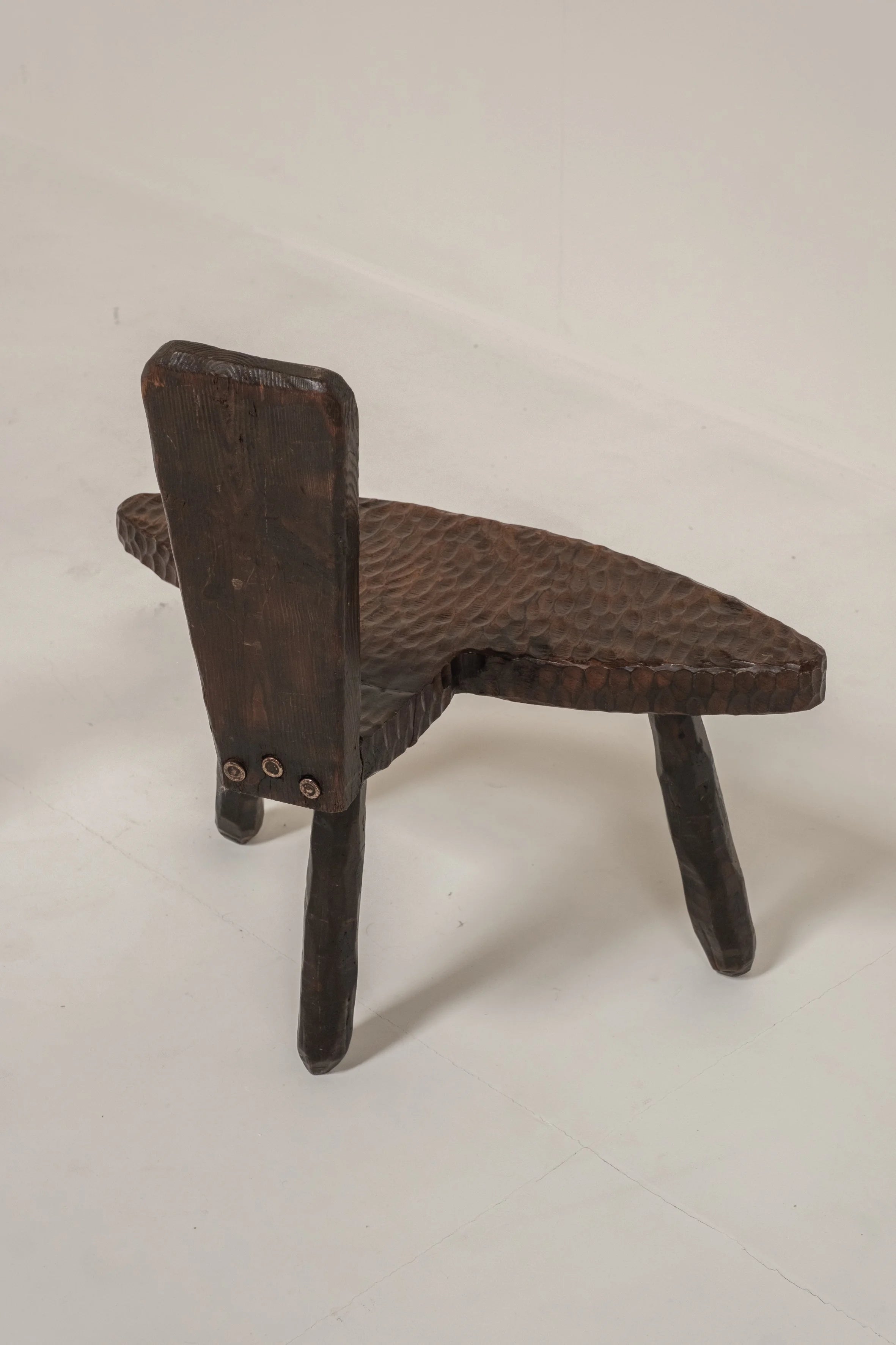 Pair of Hand-Carved Brutalist Wooden Chairs, France, 1950s — lifestyle setting