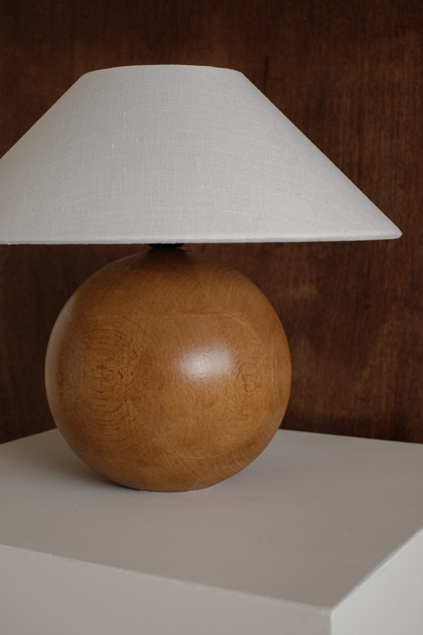 Wooden Sphere Table Lamp — detail view