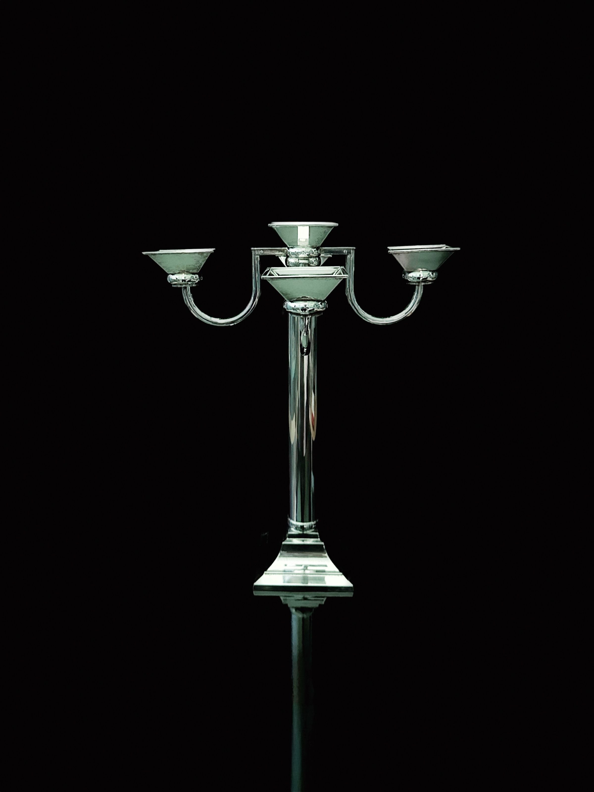 Silver Plated Art Deco Candelholder 80s