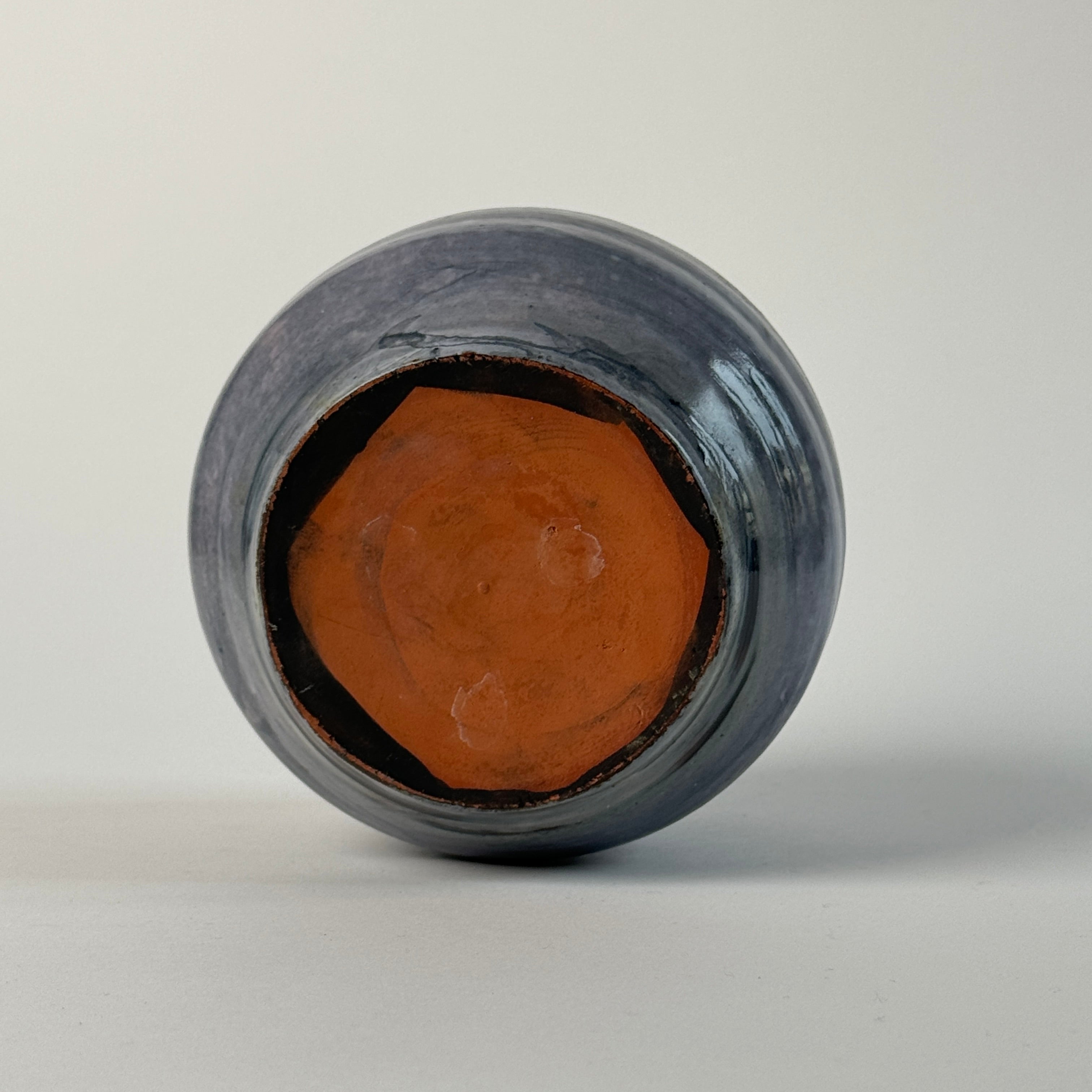 Bottom view of vintage French brutalist ceramic vase from 1960