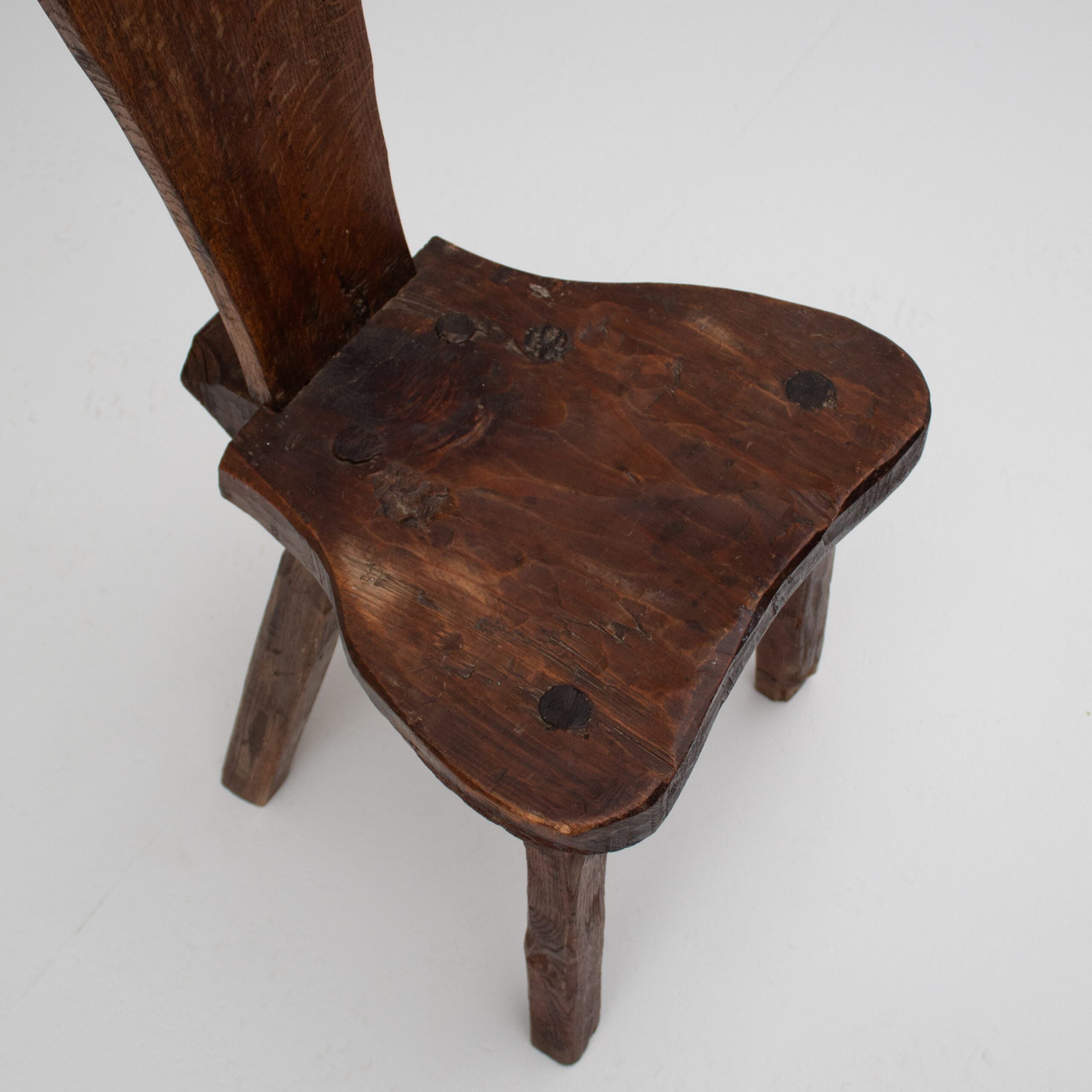 Brutalist Oak Stools with Backrests — view 9