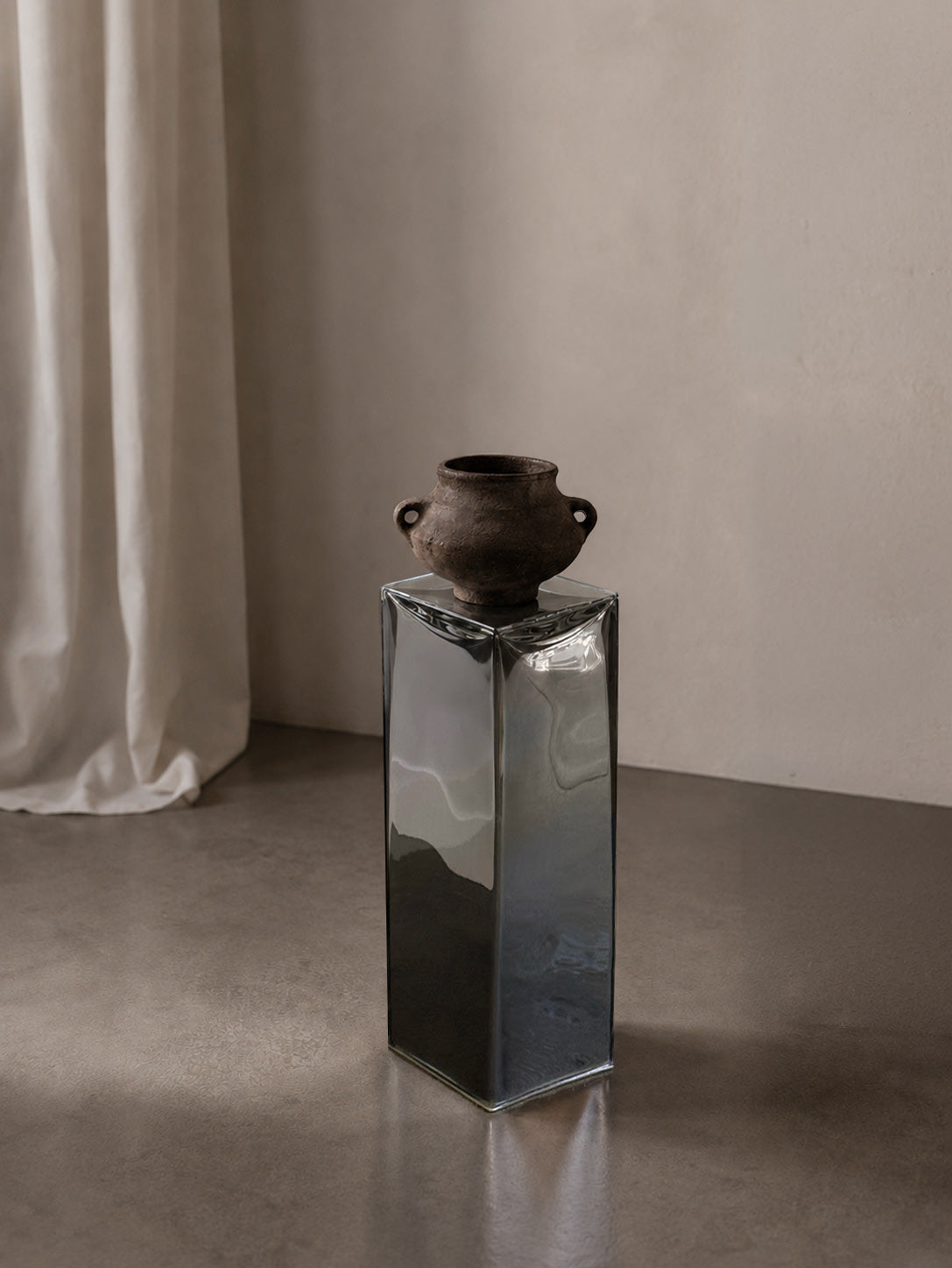 'MONOLIT' Glass Pedestal — side angle