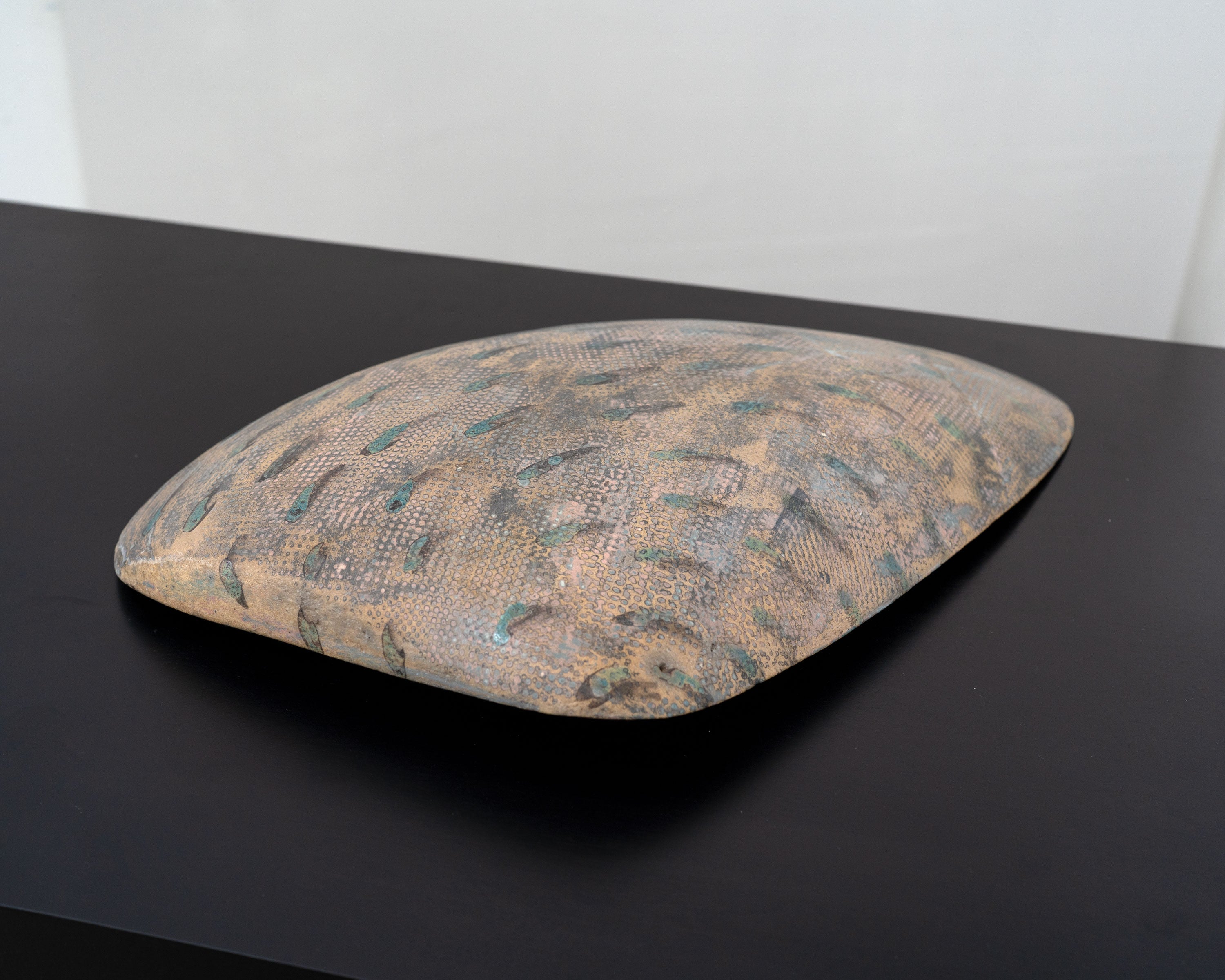 Large postmodern ceramic bowl with abstract mosaic pattern