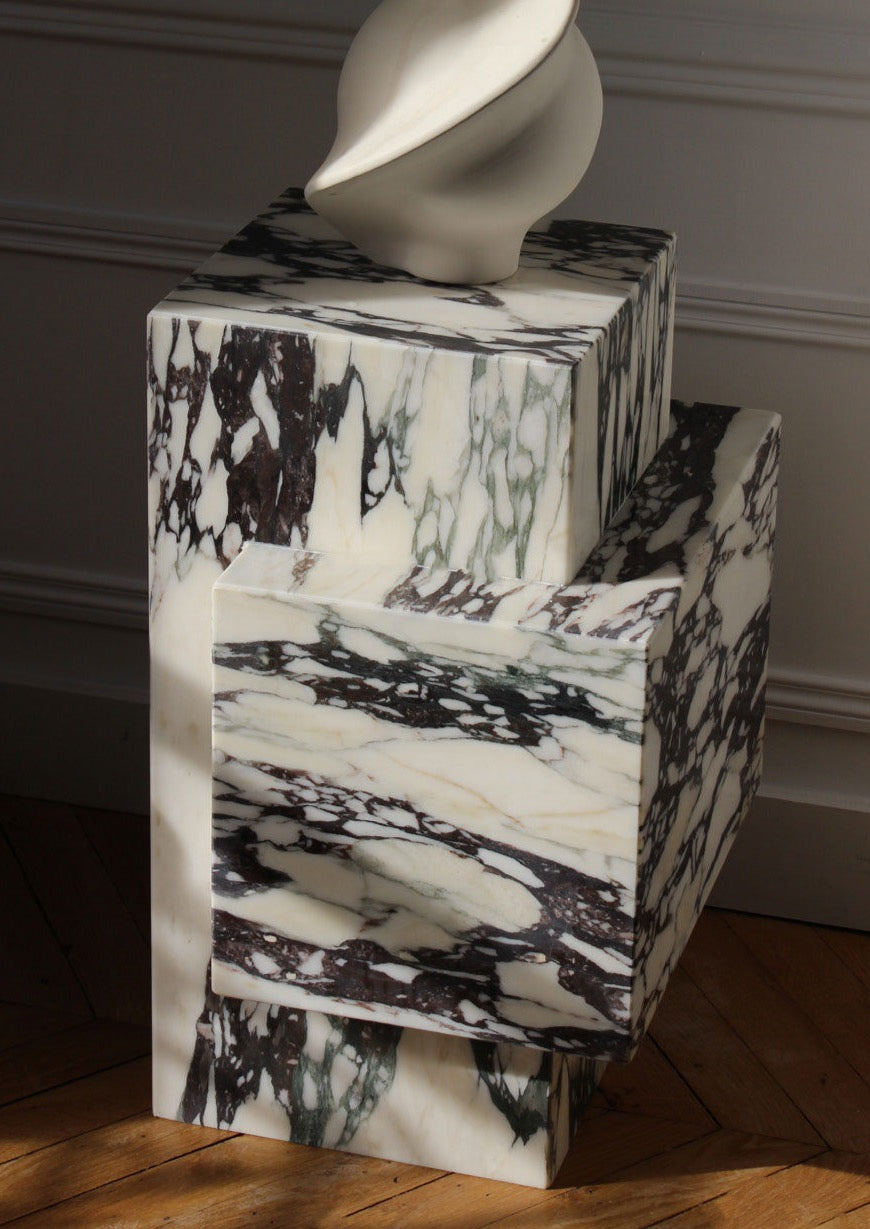 Ella Calacatta Viola Marble Table — lifestyle setting