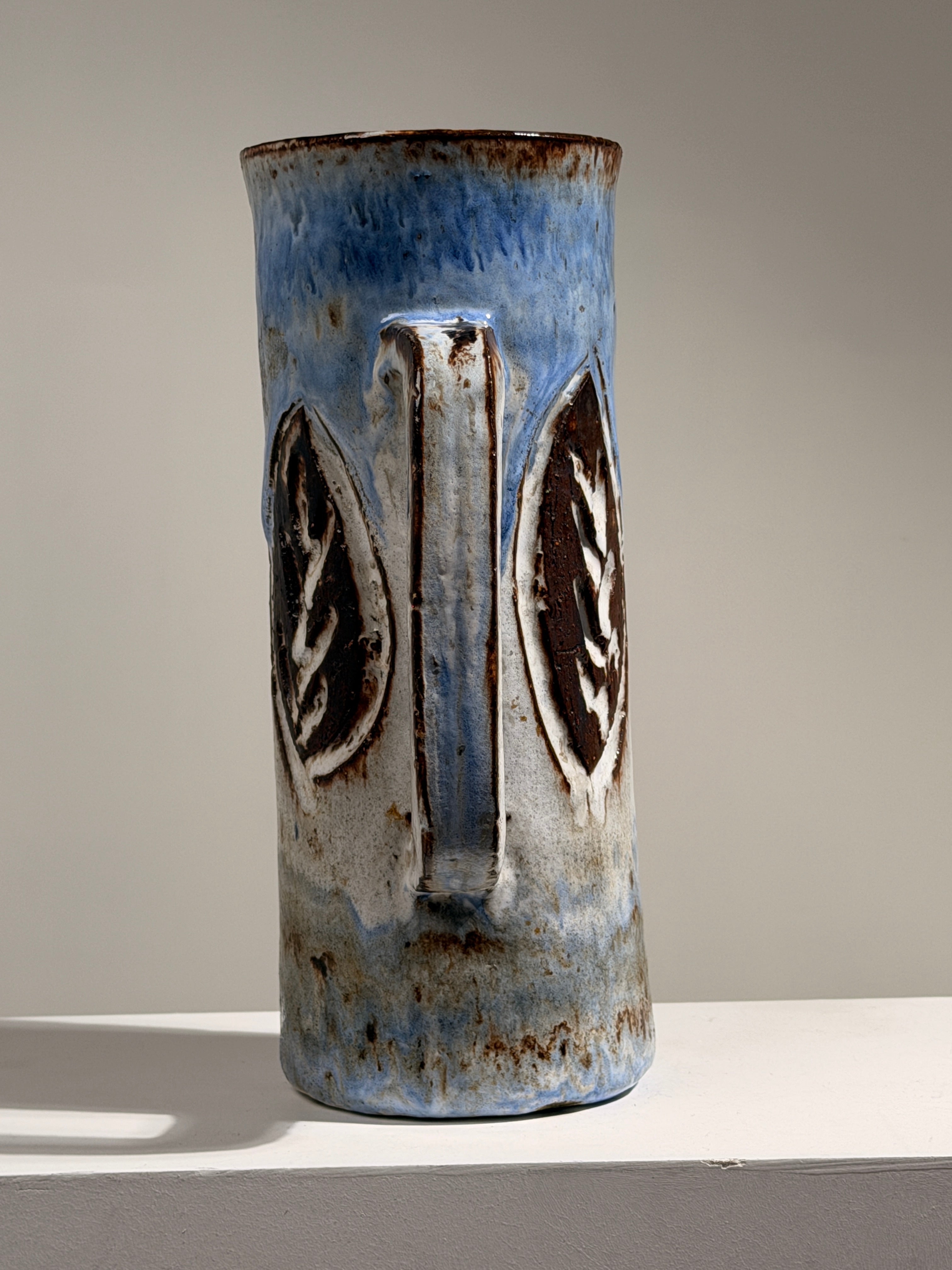 Ceramic pitcher by Albert Thiry, Vallauris, France, circa 1970 — close-up