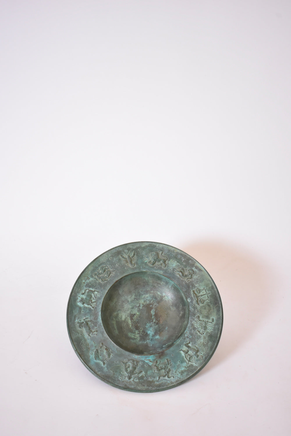 Circular Neoclassical Bronze Plate, 1940s — detail view