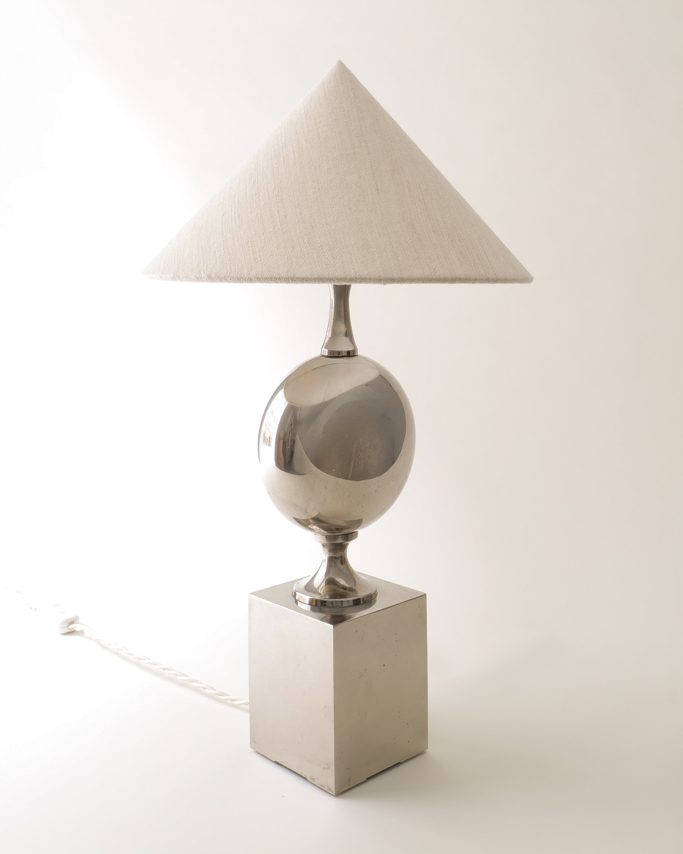 Philippe Barbier Chrome Table Lamp — side angle