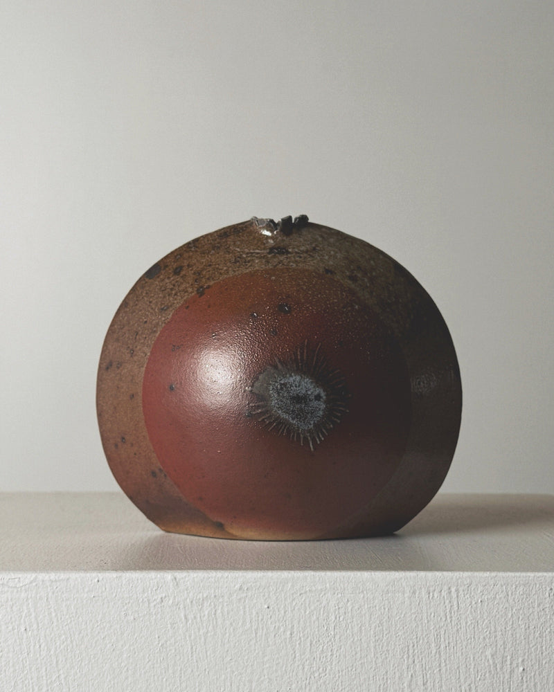 Brown ceramic stoneware vase by Gustave Tiffoche circa 1965