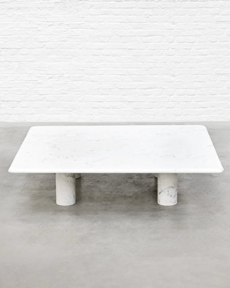 Angelo Mangiarotti Carrara Marble Coffee Table, Italy 1970's by Introverso | The Oblist — white marble, vintage design