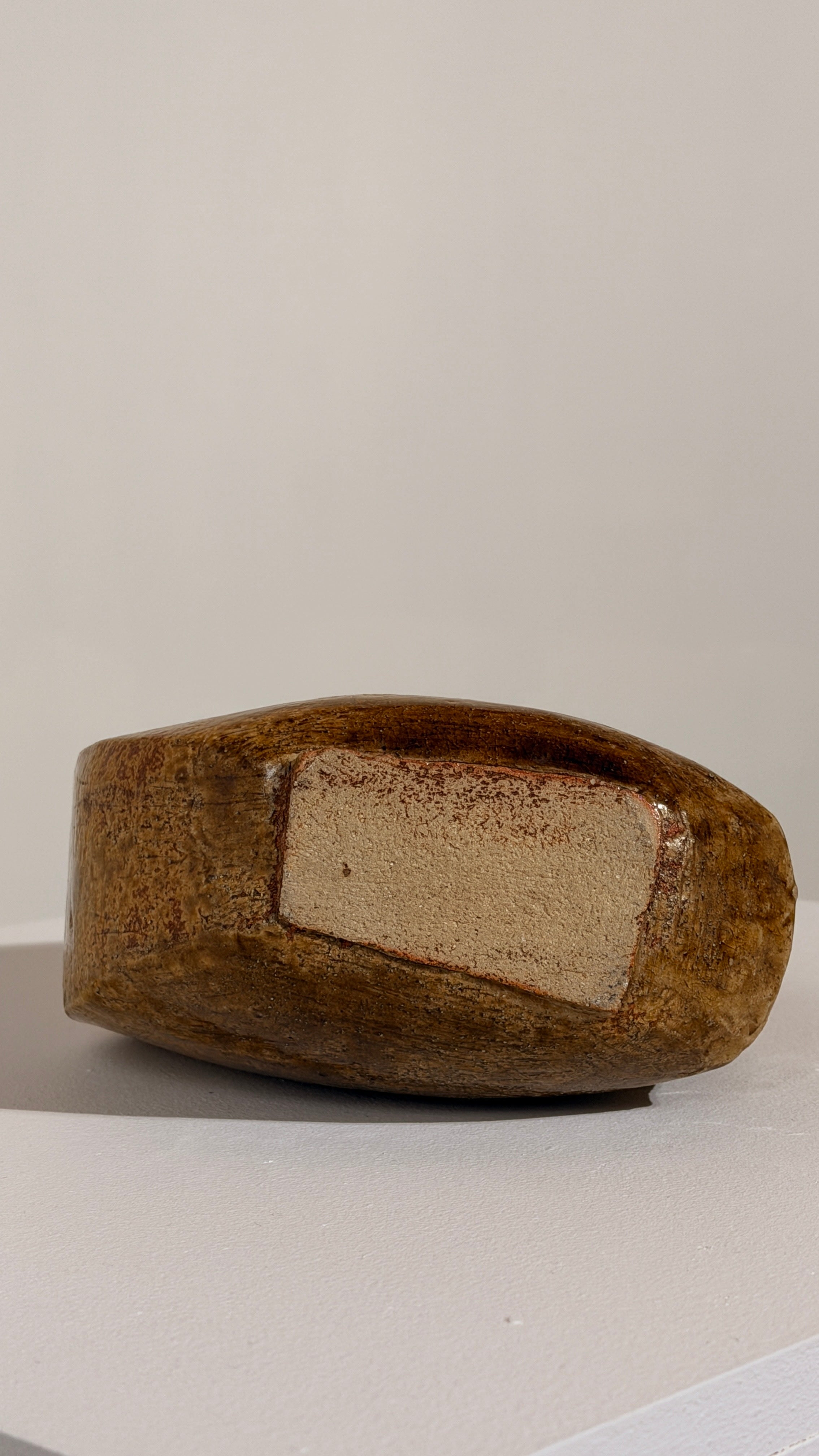 Stoneware Vase, attributed to Antoine de Vinck, Belgium, 1970 — back view highlighting earthy brown glaze