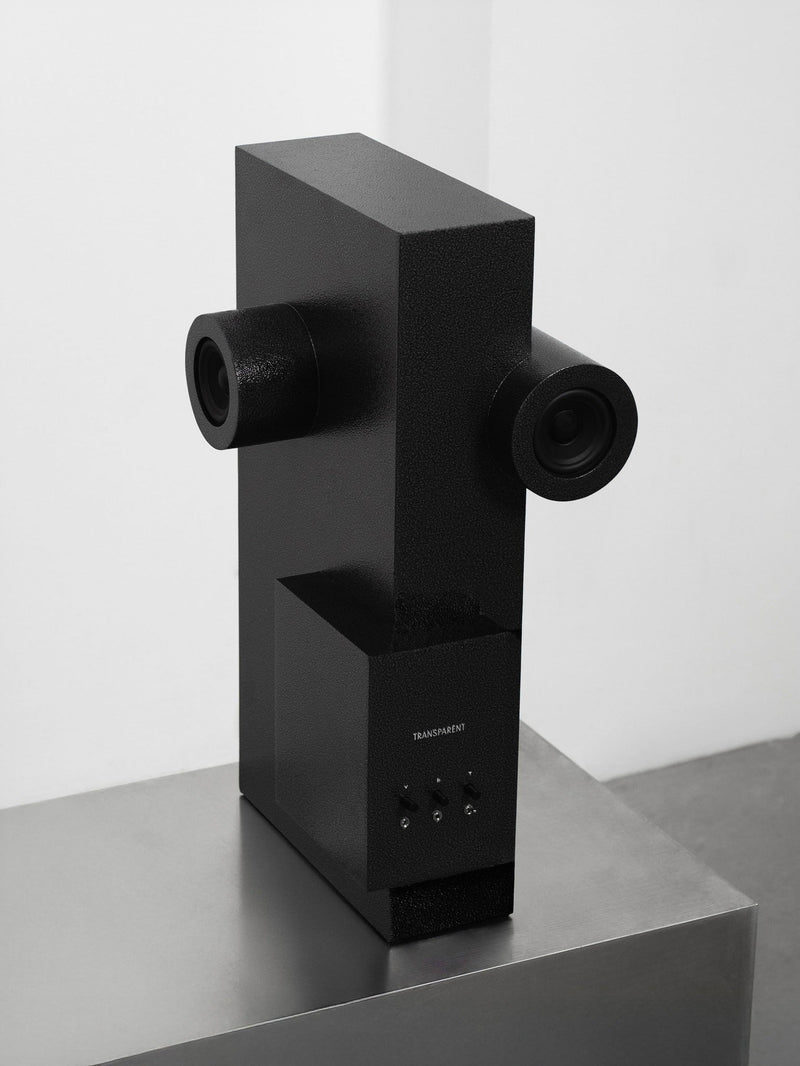 Brutalist Speaker Black by Transparent | The Oblist — textured black finish, modern design
