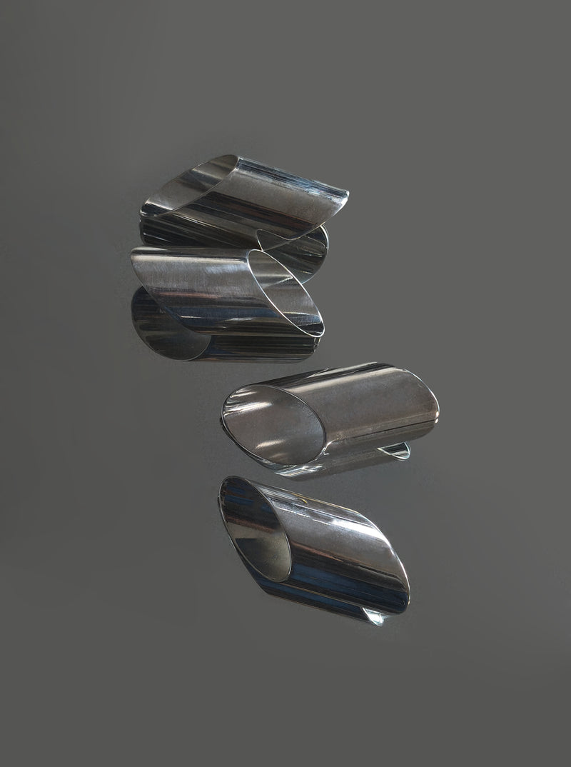 Set of 4 Silver-plated Napkin Rings by Les Objoies | The Oblist — polished silver finish