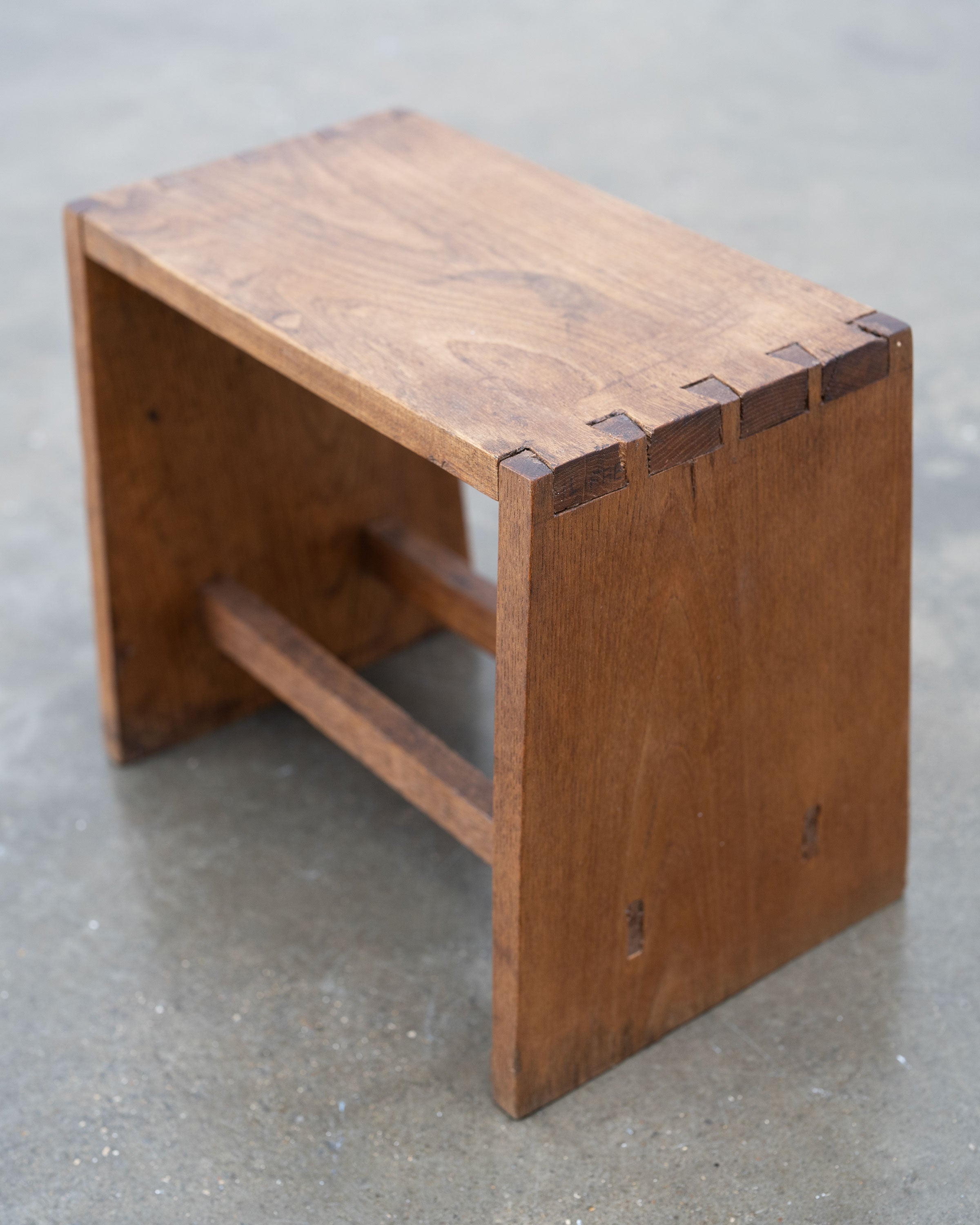 Small Modernist Oak Side Table / Stool, c.1930 — lifestyle setting